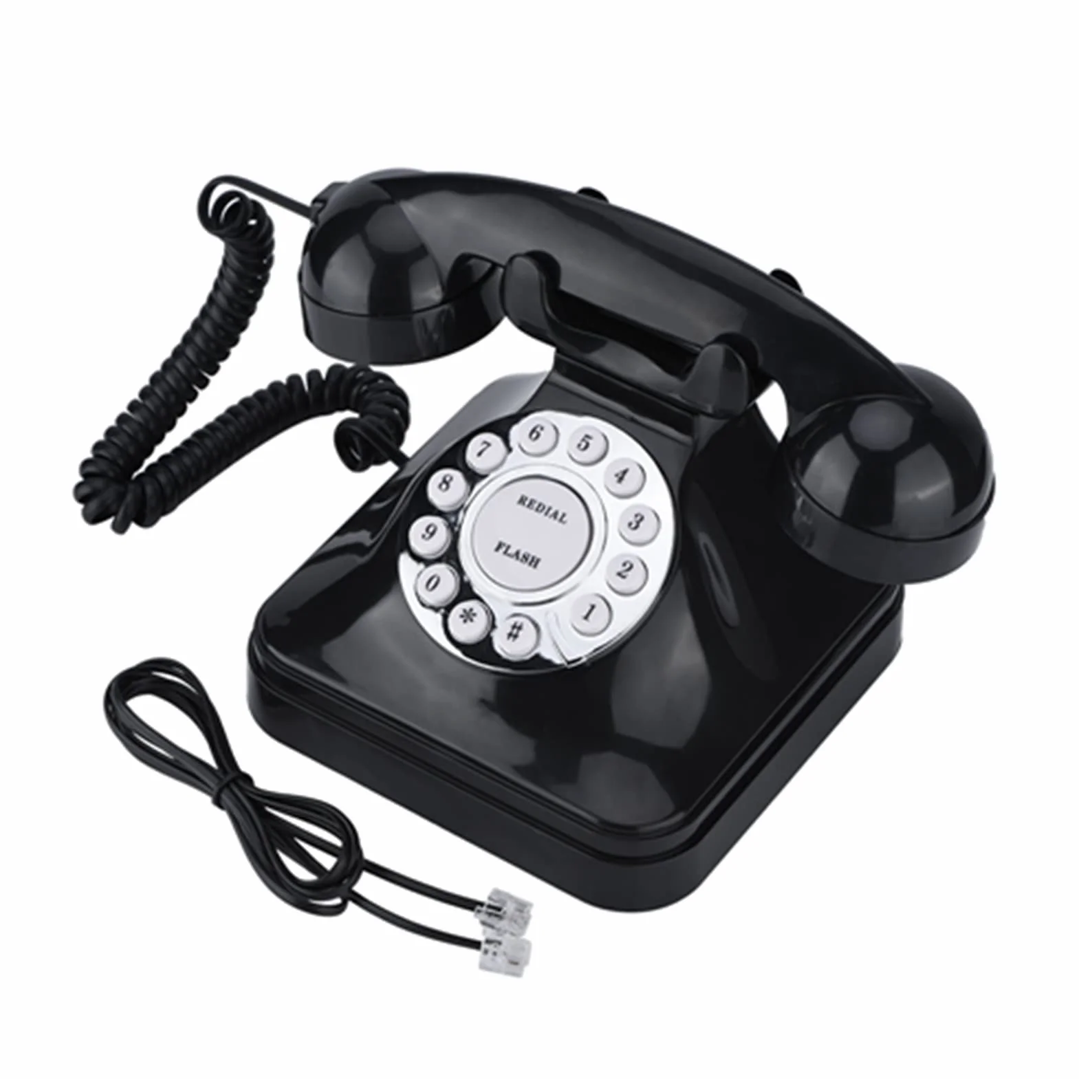 Vintage telefon, WX-3011 telefon stacjonarny Vintage czarny wielofunkcyjny plastikowy telefon domowy przewód retro telefon stacjonarny antyczny wystrój Vintage wystrój