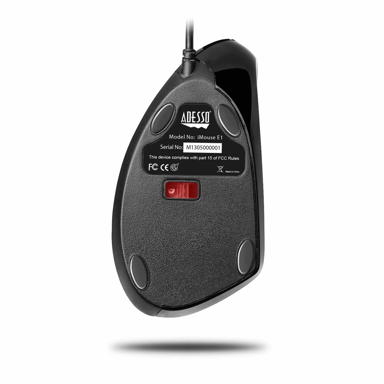 Adesso iMouseE1 - pionowa ergonomiczna podświetlana optyczna mysz USB z 6 przyciskami - orientacja praworęczna, DPI 1600/1000, 6 przycisków, do laptopa/PC/komputera stacjonarnego/notebooka/MAC - czarna