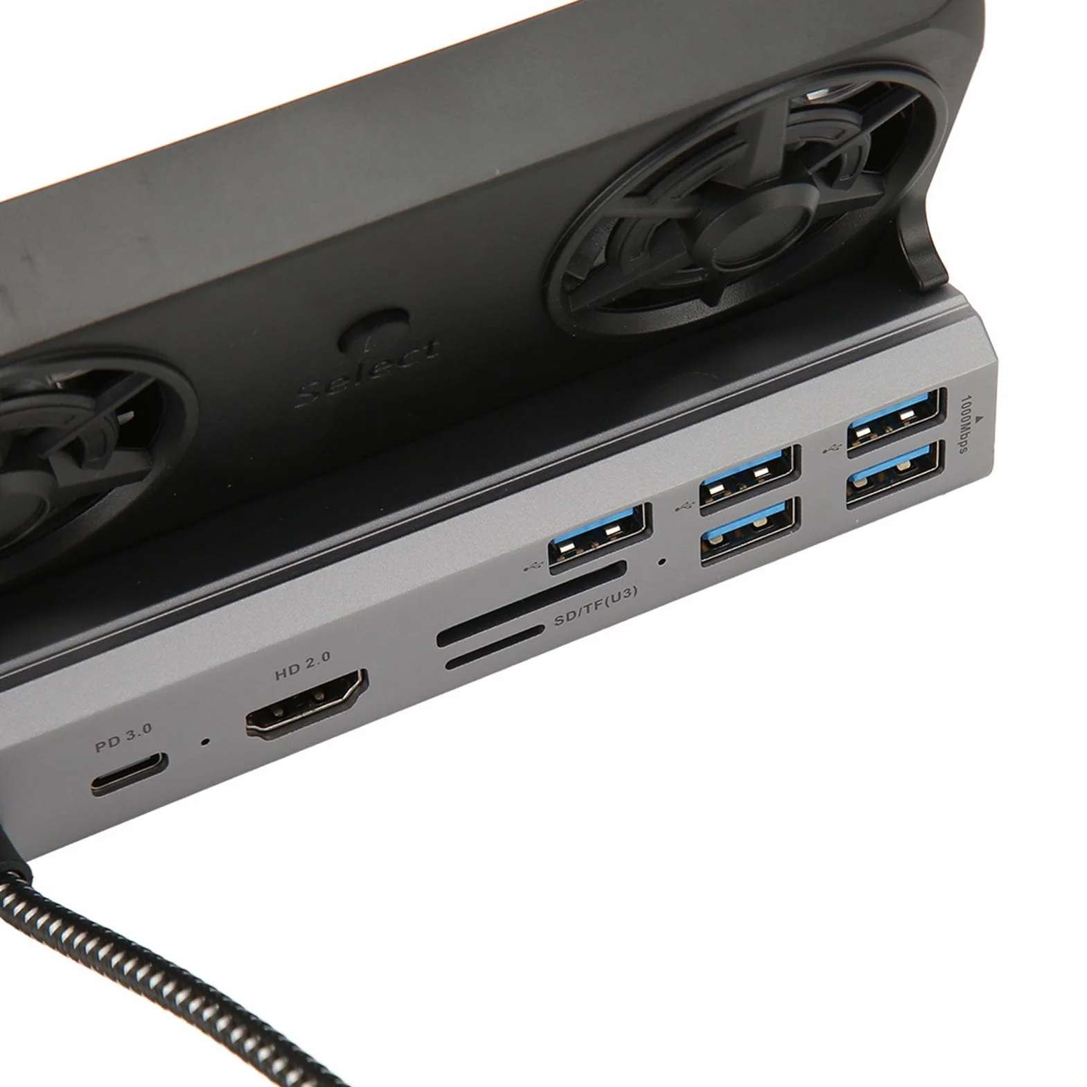 Fockety Stacja Dokująca 10 W 1 do Stacji Parowej z 5 Podwójnymi Wentylatorami Chłodzącymi USB 3.0 2.0. Ładowanie 4K Przy 60 Hz PD 100 W, Dotyczy Rog Ally