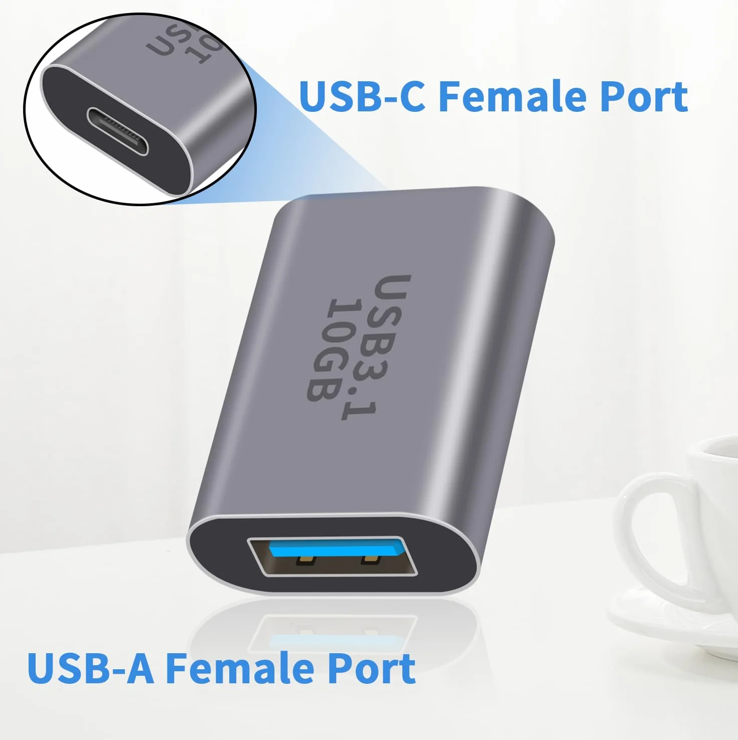 Duttek Adapter USB C żeński na USB 3.1 Gen 2, dwukierunkowy adapter typu C na typ A 10 Gb/s, adapter OTG, obsługuje synchronizację danych i ładowanie do laptopa, komputera, iPhone'a, MacBooka Pro,