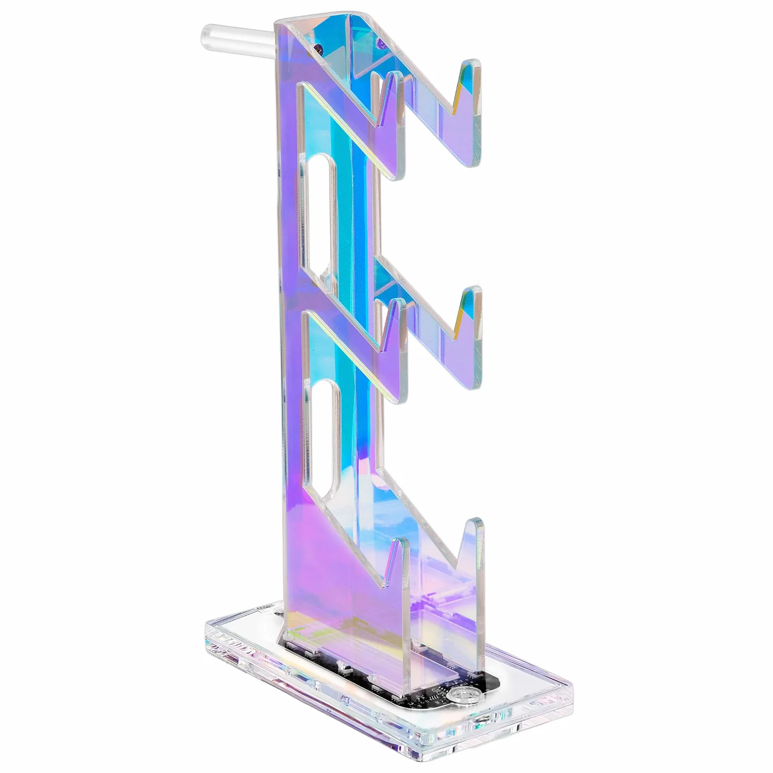 Uchwyt na kontroler do gier z jasnymi, kolorowymi akrylowymi słuchawkami, stojak z 3 trybami, 7 kolorów, port ładowania USB do PS4, PS5, PC, uniwersalna konstrukcja (3 poziomy ze światłami)