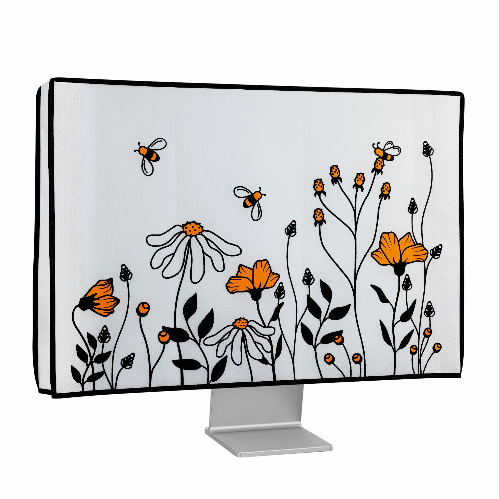 Osłona ekranu komputera 20-22" czarno-pomarańczowo-biała kwmobile