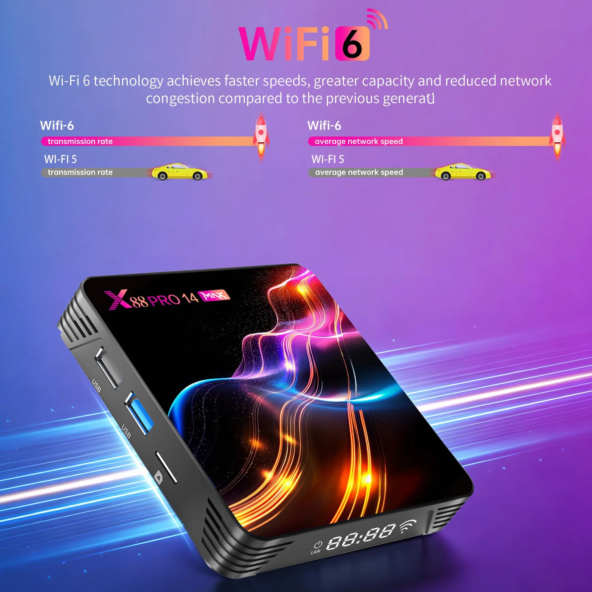 GREVA 8K Android 14.0 TV Box 2026, Android Box 4 GB RAM 64 GB ROM, chipset RK3528, obsługa chipsetów 2,4 GHz / 5,0 GHz Dual WiFi6 HDR10 BT5.0 Ethernet LAN, Internet TV, Bluetooth, 3D HD, Smart
