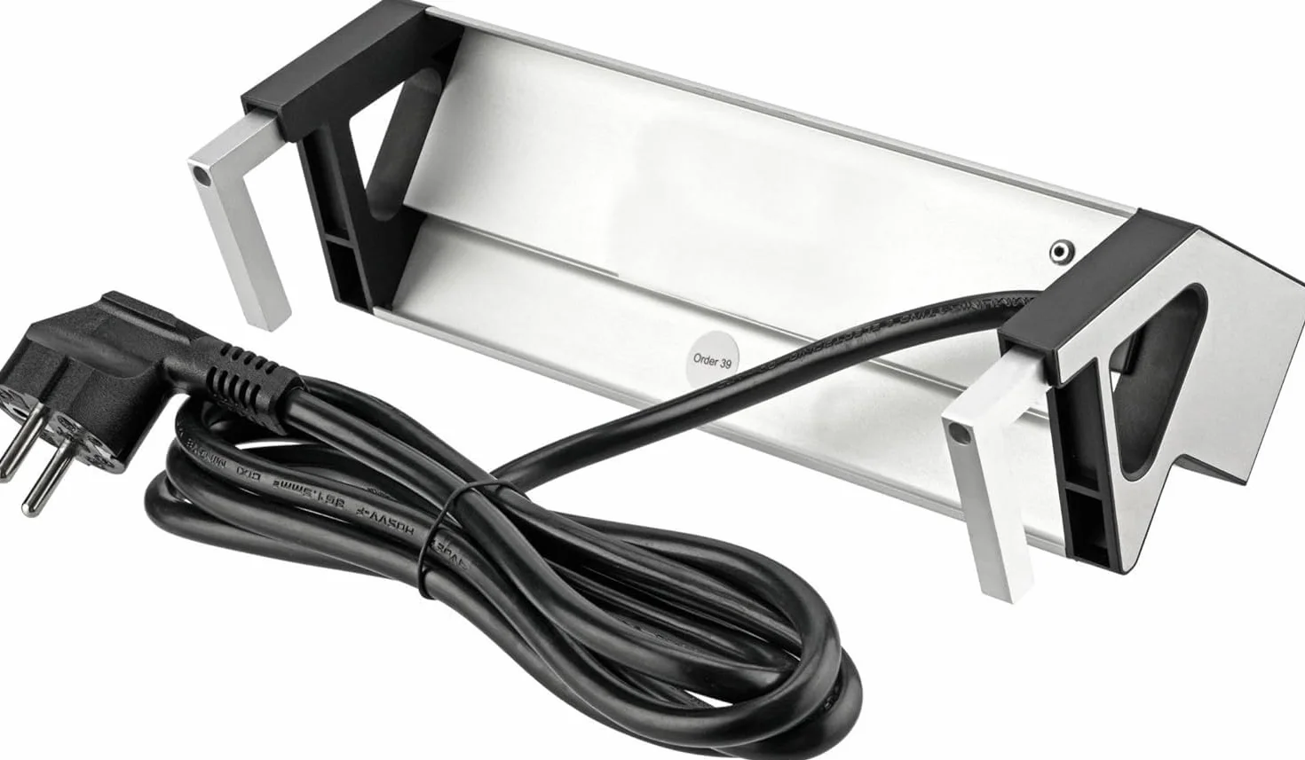 Aluminiowa listwa zasilająca z 3 gniazdami, USB, montaż zaciskowy, kabel zasilający
