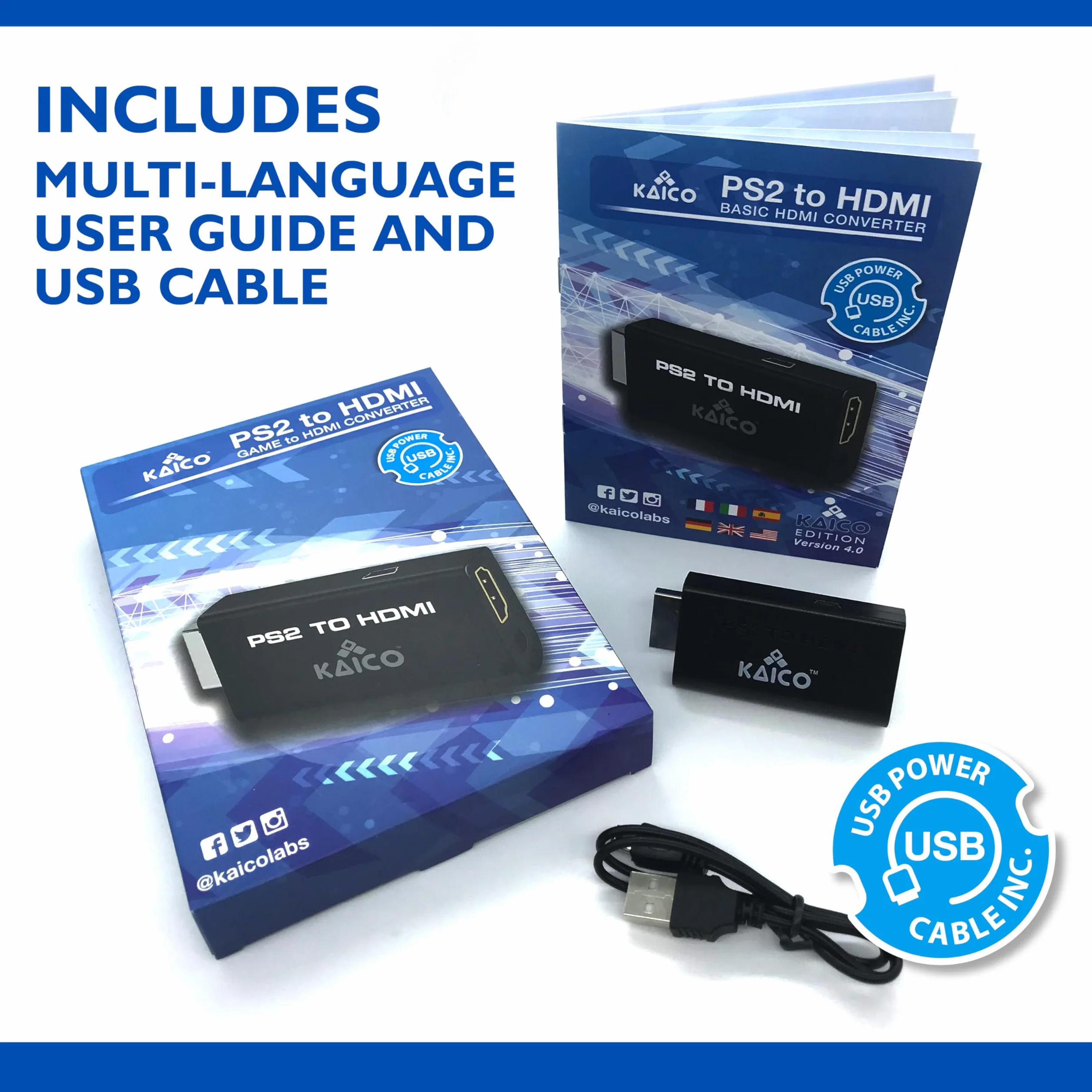 Kaico Adapter HDMI Edition do PlayStation 2 – konwerter PS2 na HDMI dla wszystkich konsol PS2 (Phat & Slim)