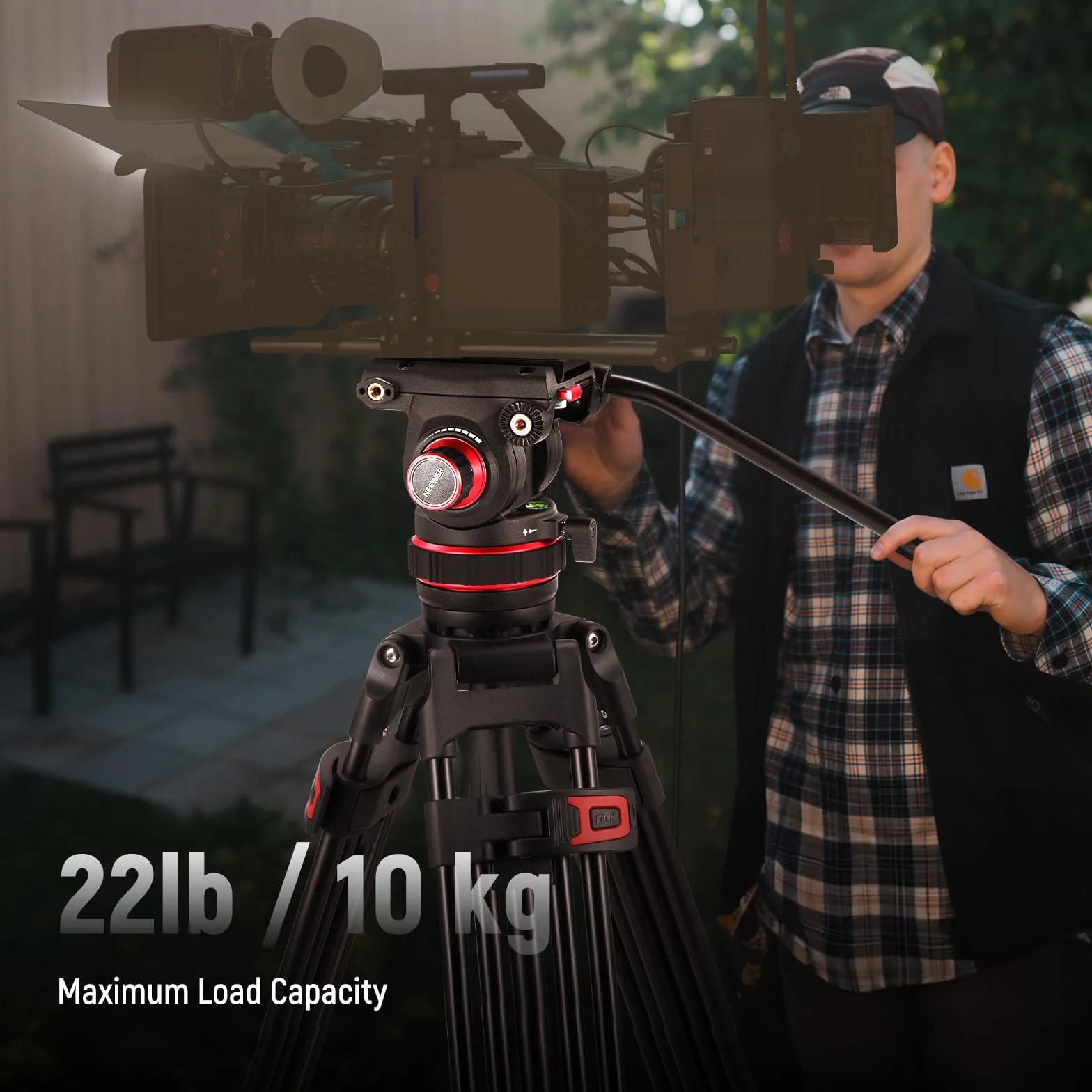 NEEWER 74" Pro statyw wideo z regulowaną amortyzacją, metalowa płyta QR Dual Mode, kompatybilny z DJI RS Gimbals Manfrotto, elastyczny obrót o 360° i nachylenie +90°/-75°, maksymalne obciążenie 10 kg,