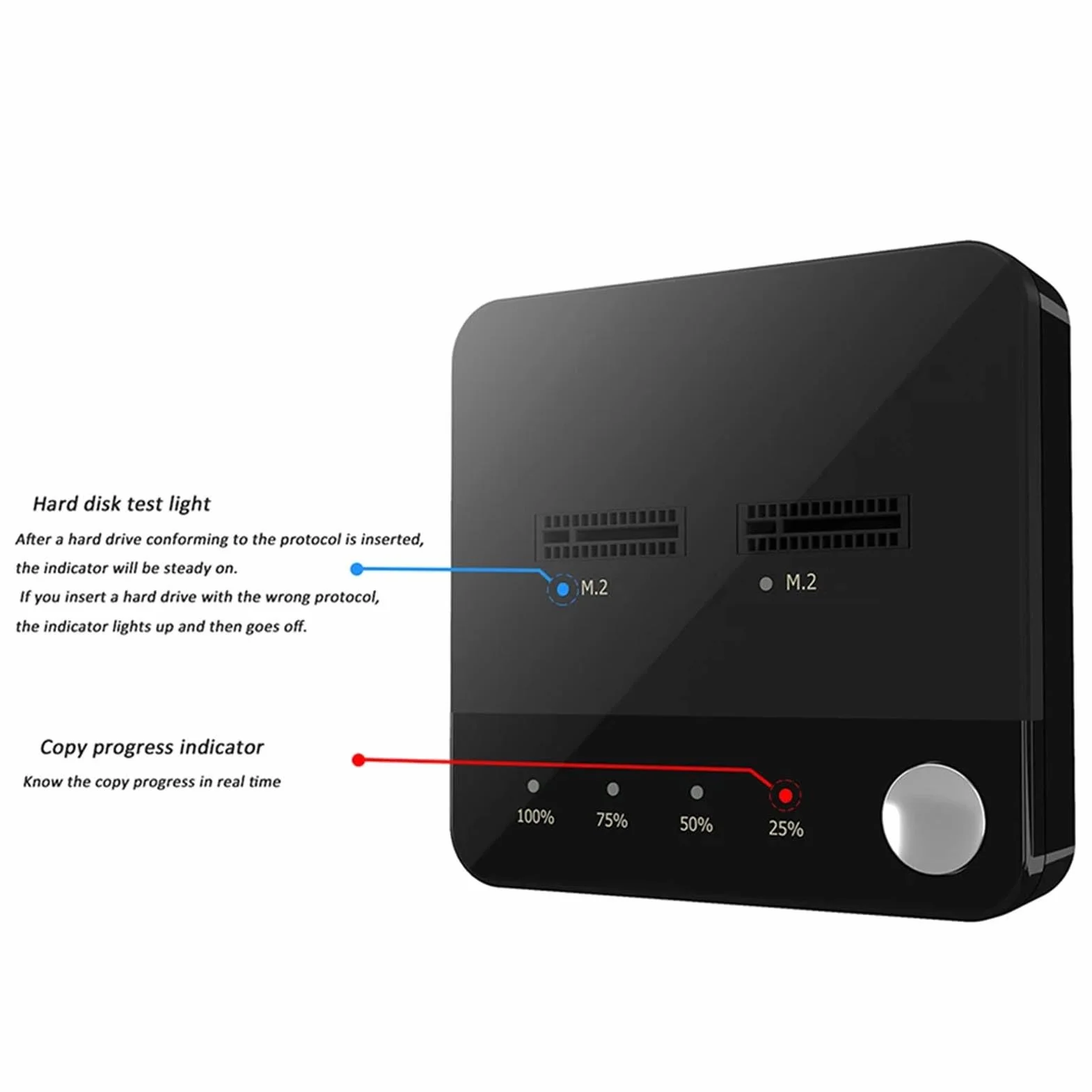 Luocute 20 Gb / S NVME SSD Duplicator, Dual Bays M.2 Deplicator Dysk Twardy, Zasilany USB C, Zoptymalizowane Chłodzenie, Przenośne i Praktyczne, Wsparcia, OS X, do Klonowania i