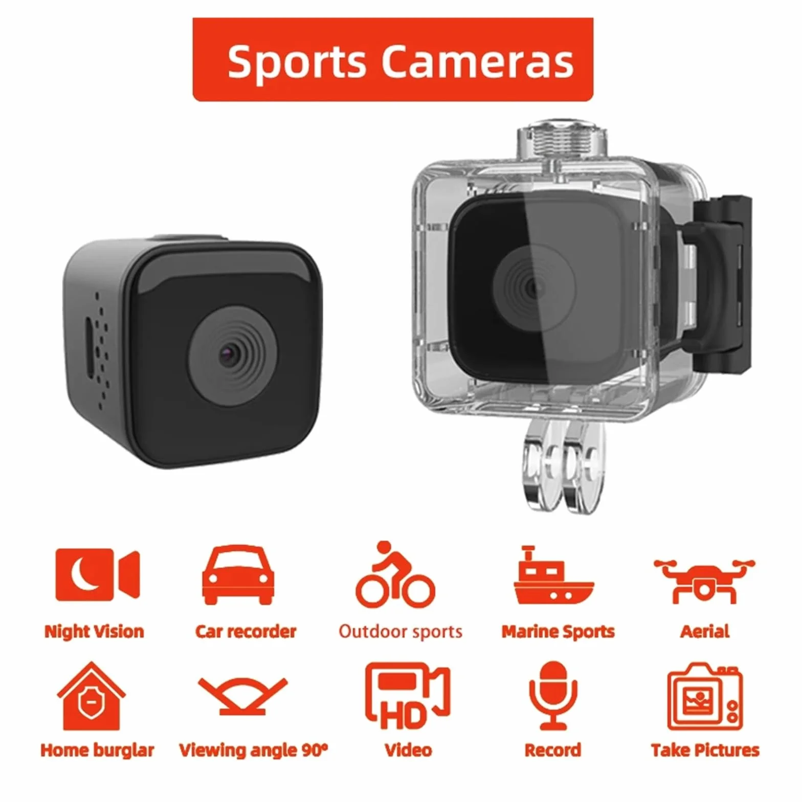 Kamera nasobna, SQ28 zewnętrzna wodoodporna kamera sportowa 1080p przenośny samochód Mini kamera DV lotnictwo wysokiej rozdzielczości mała kamera do bezpośredniego nagrywania(Single camera)