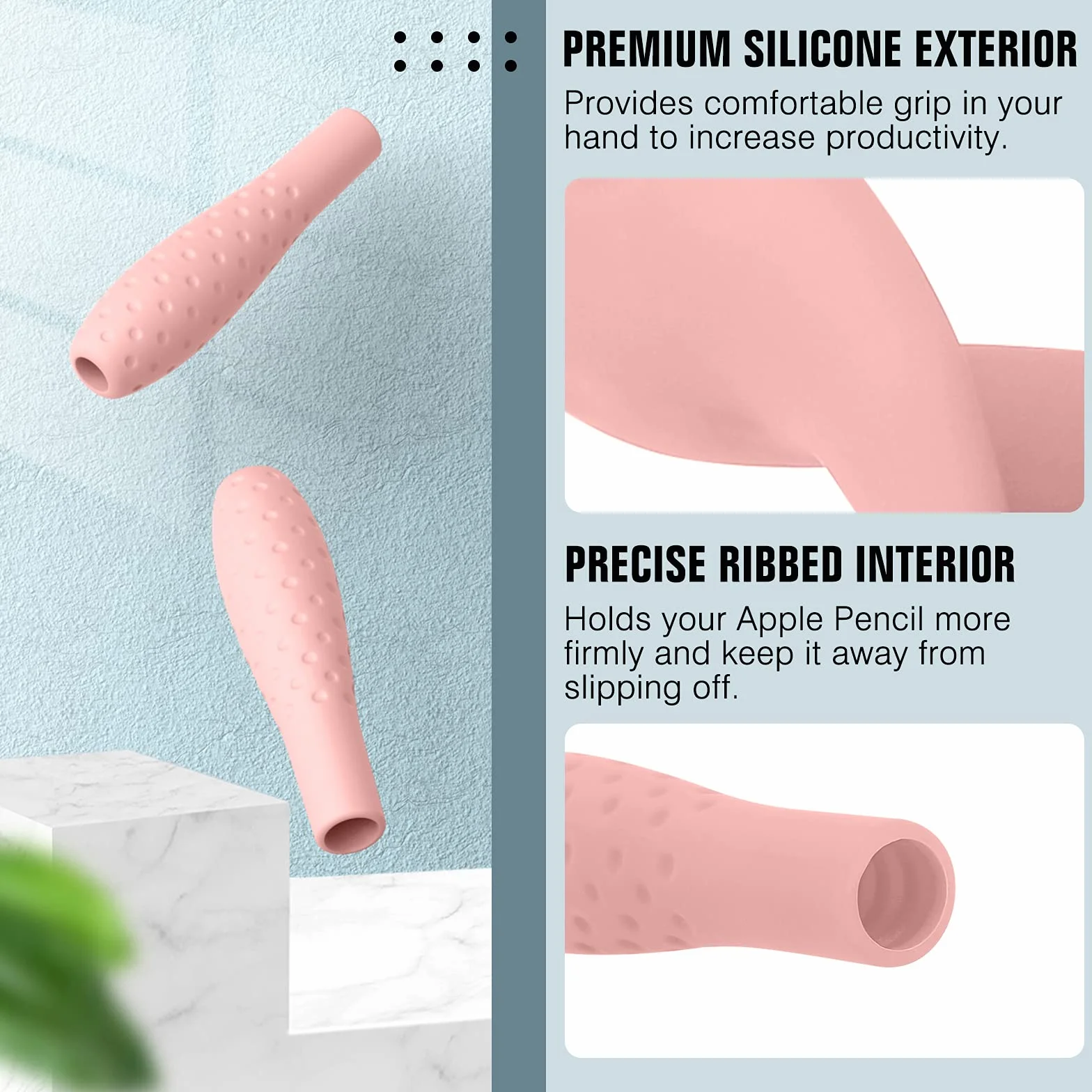 MoKo Silicone Grip Holder Ergo Protective Case for Apple Pencil 1st 2nd Generation, 4 Pack, Gray Pink