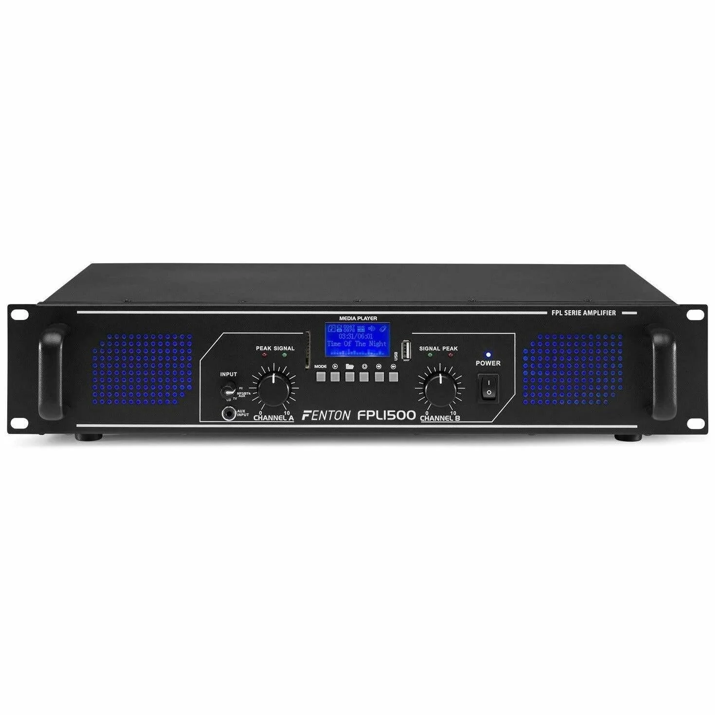 Fenton FPL1500 wzmacniacz PA 1500 W, 3-kanałowy wzmacniacz mocy, wzmacniacz cyfrowy z Bluetooth, AUX, USB, odtwarzacz MP3, wielokanałowy wzmacniacz mocy, wzmacniacz, czarny