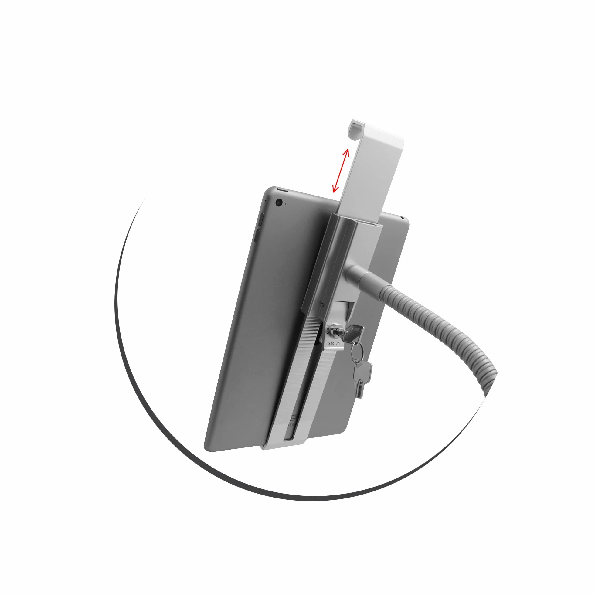 System-S Zamykany uchwyt ścienny z łabędzią szyją, uchwyt ścienny do tabletu PC 7"-10"