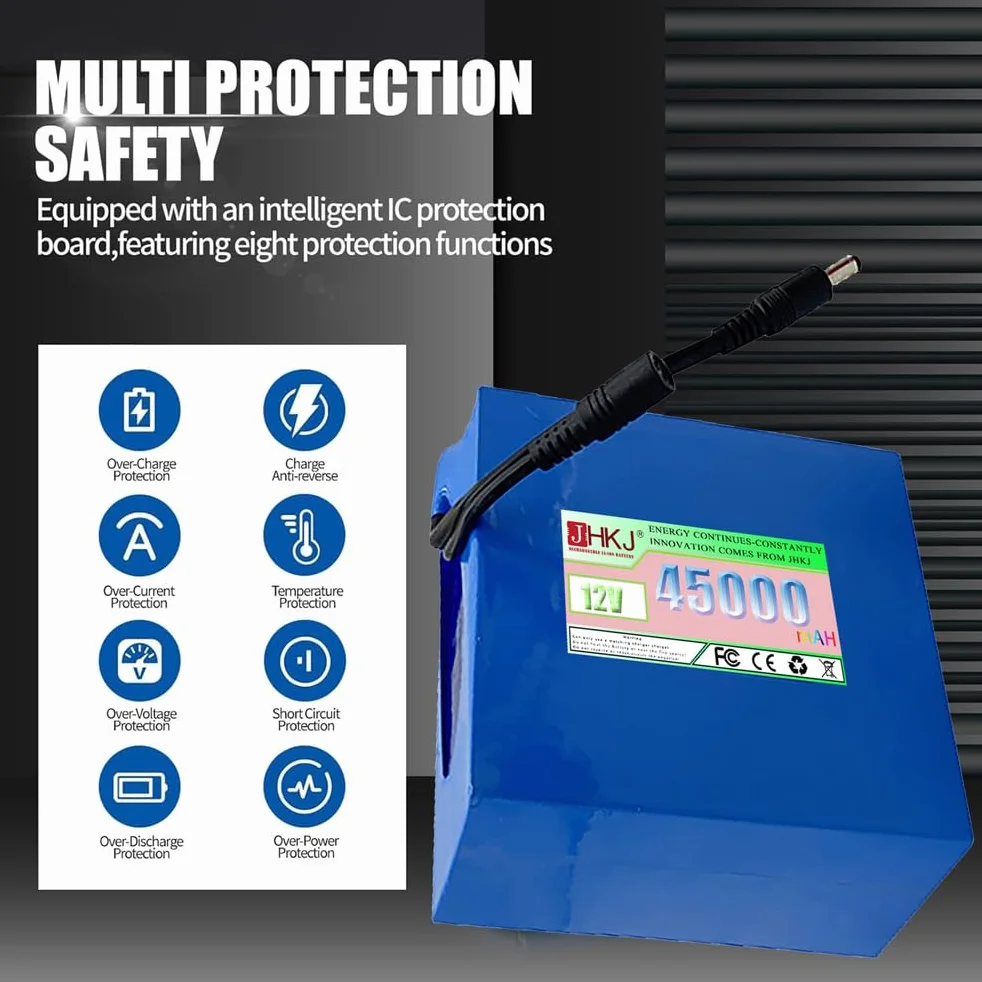 Akumulator 12 V Akumulator litowo-jonowy 5000 mAh 12000 mAh do taśm LED/kamer CCTV/routera Przenośny akumulator 12 V 24000 mAh 45000 mAh z interfejsem DC