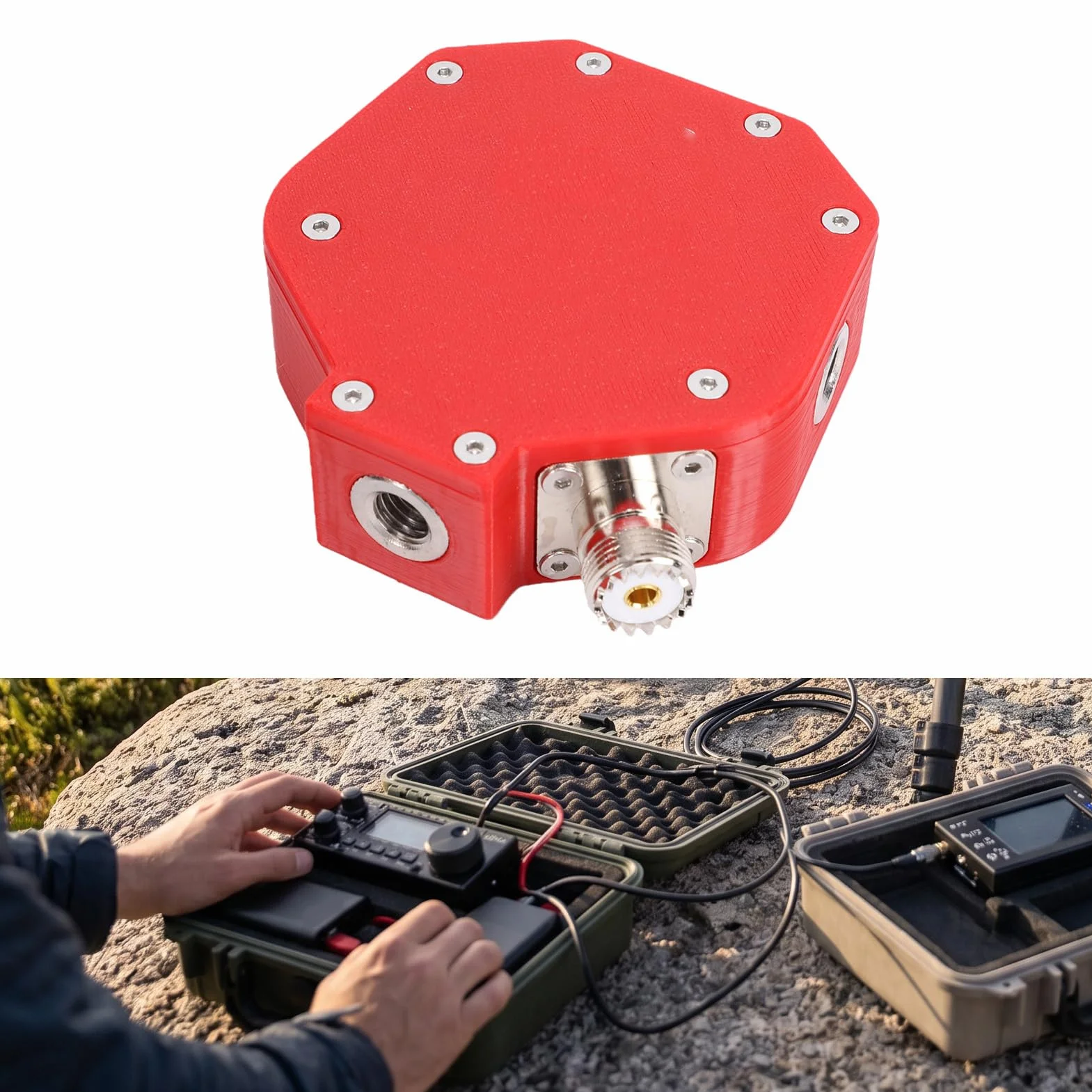 MA-06 Krótkofalowy Wzmacniacz 1:1 Balun Pozytywny V Poziomy | Wbudowany balun, gwint M10, adapter 3/8 do M10, rurka 5,6 m kompatybilna, 100W SSB, wydrukowane w technologii PLA 3D,