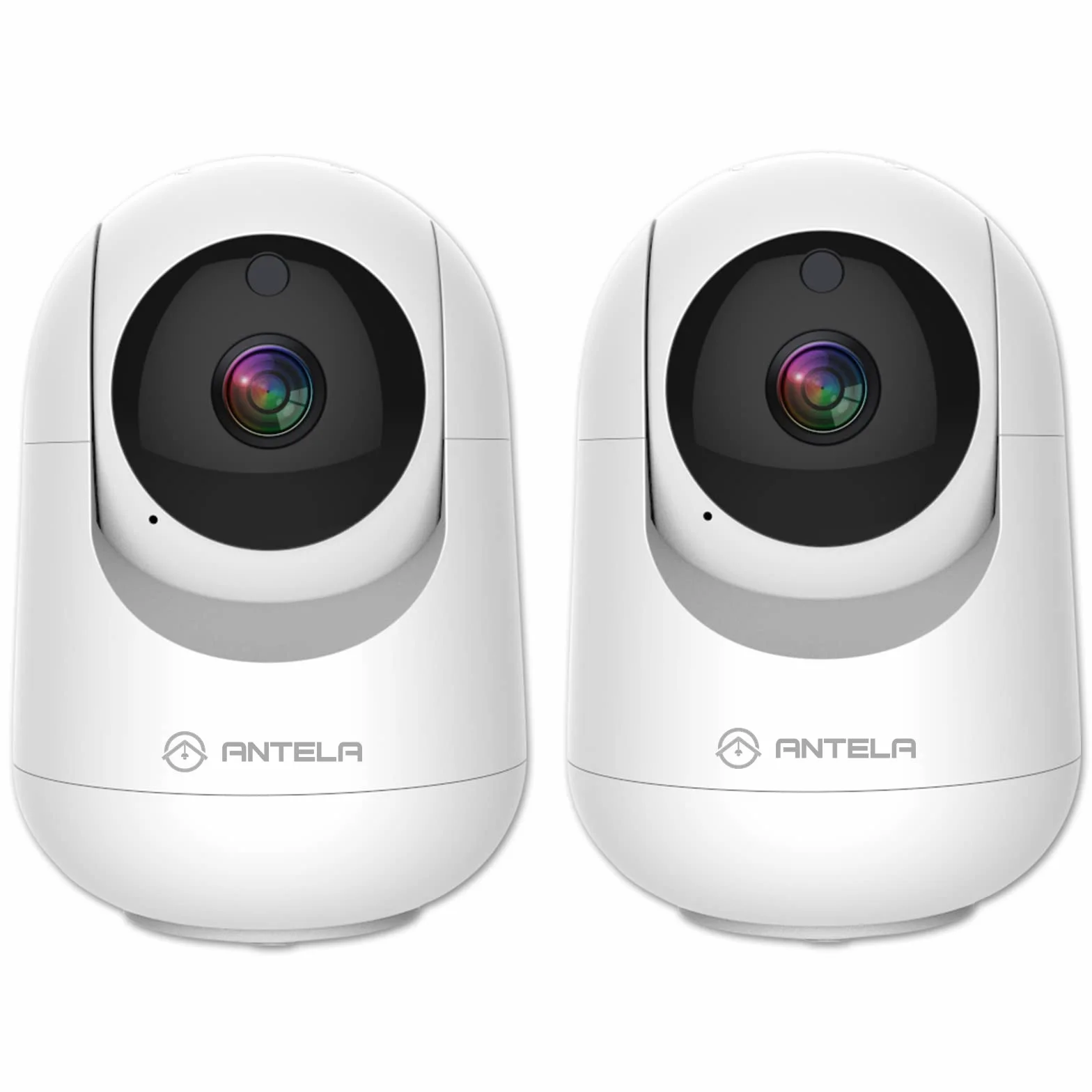ANTELA Kamera Wi-Fi IP 1080p, kamera do monitoringu, do wnętrz, 2,4/5 GHz, Wi-Fi, 355°/80°, dwukierunkowe audio, widoczność w nocy na podczerwień i wykrywanie ruchu, kompatybilna z Alexa/Google Home, 2 szt