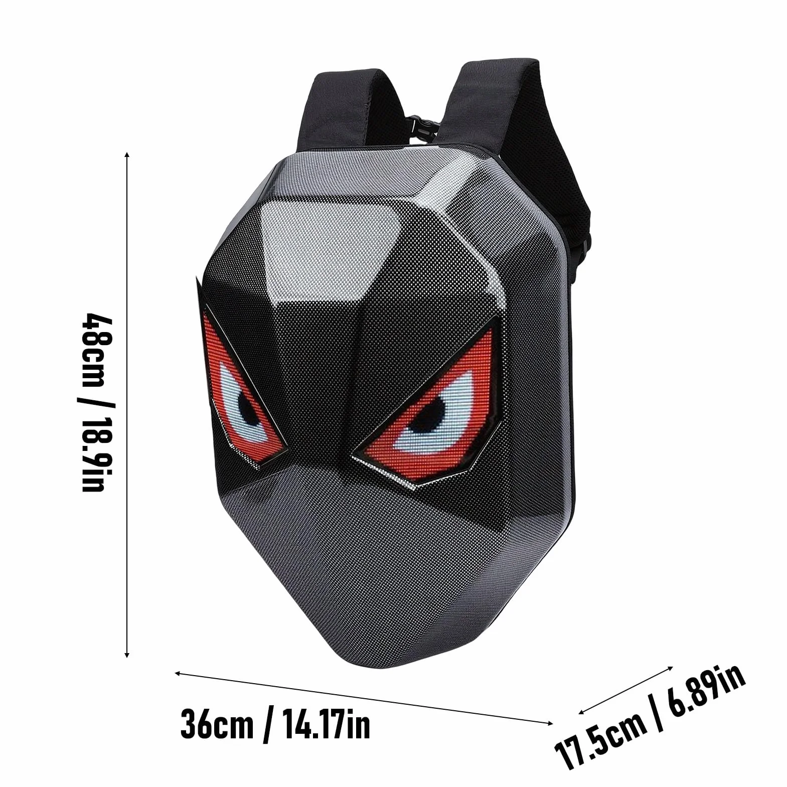 FTVOGUE Plecak LED, Twarda Obudowa 3D z Pełnokolorowym Ekranem 40x48 do Edycji Animacji Tekstu, Wodoodporna Torba na Laptopa z Zabezpieczeniem Przed kradzieżą do Podróży, Jazdy na