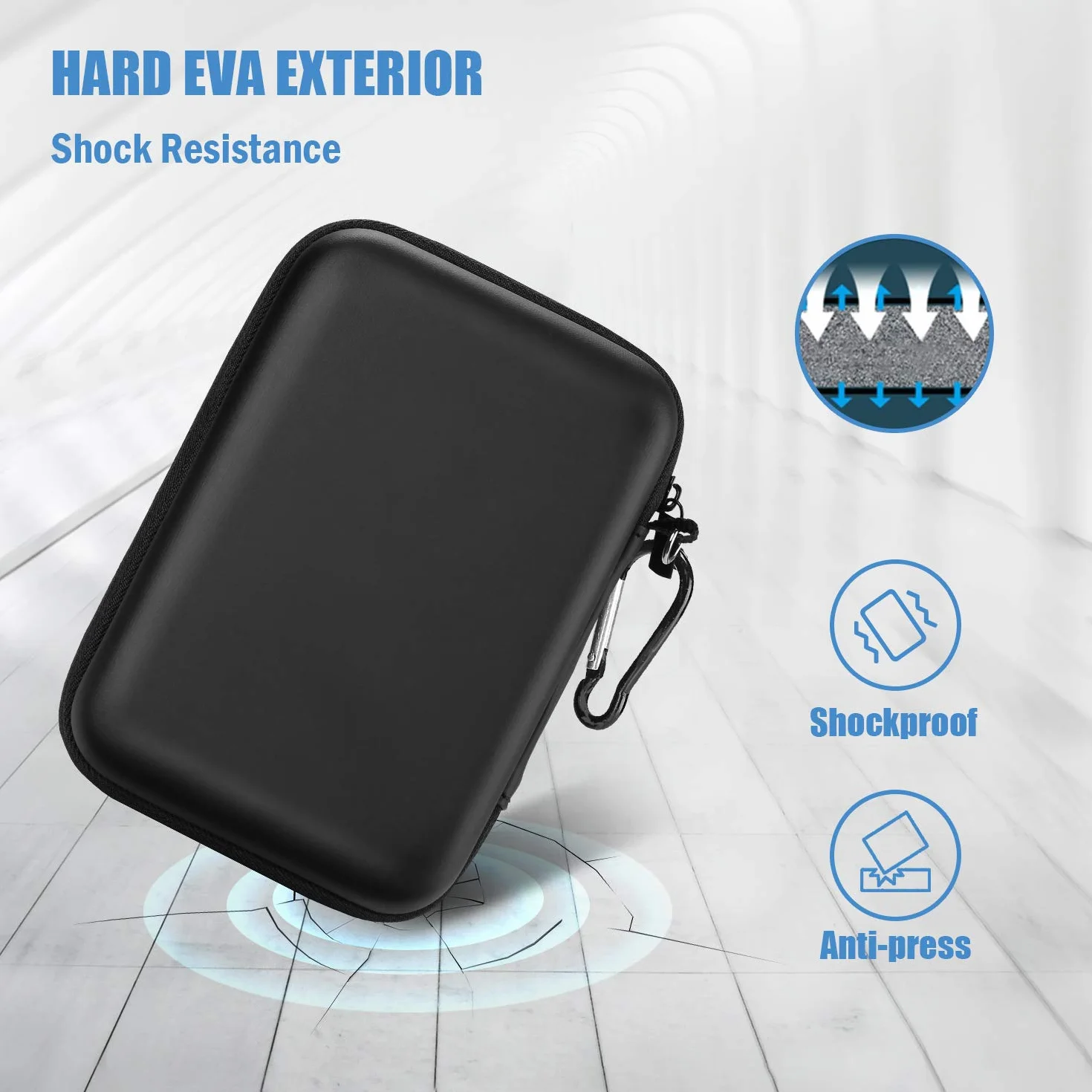 [Mieści 2 sztuki] ProCase zewnętrzny futerał na dysk twardy 2,5 cala, kompatybilny z Seagate Expansion, Seagate Backup Plus, przenośny dysk twardy Canvio Basics, WD Elements, Czarny, Nowoczesny
