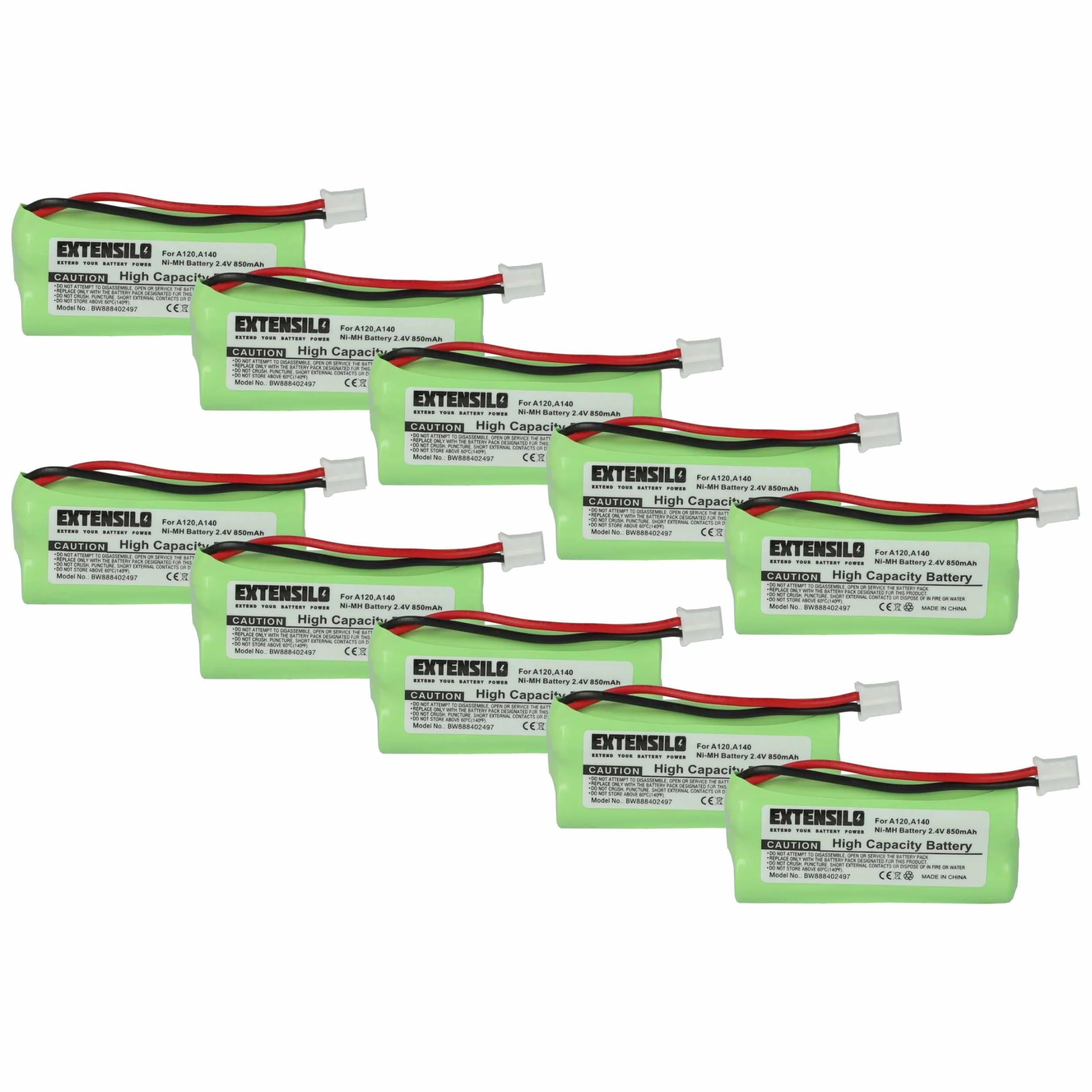 10 x zamiennik baterii do 55AAAHR2BMX, C30852D1640X1, 220436C1, 41AAAH2BMX, 220382C1 do bezprzewodowego telefonu stacjonarnego (850 mAh, 2,4 V, NiMH)