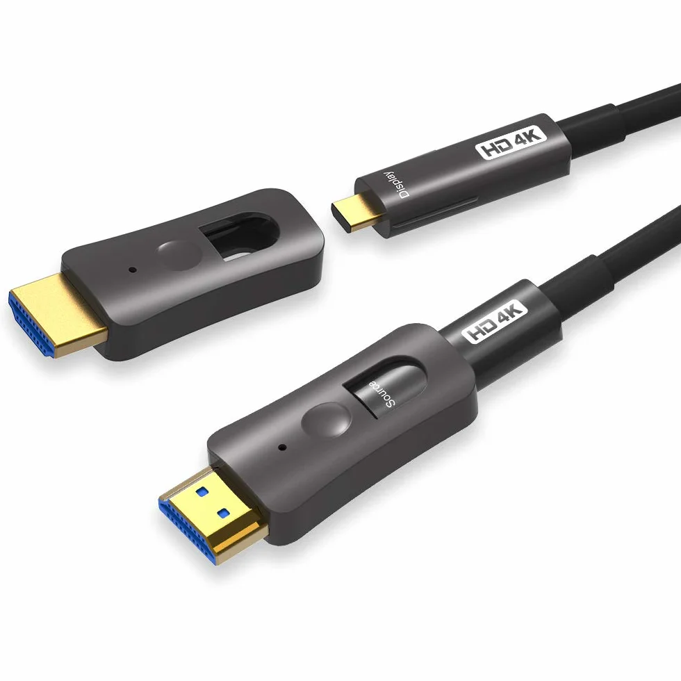 YIWENTEC Kabel światłowodowy HDMI 4k@60Hz HDCP2.2 4:4:4 wysoka prędkość 18 Gb/s HDR 3D 4K2K HDMI optyczny kabel światłowodowy z micro HDMI typu pull (20 m, 4K)