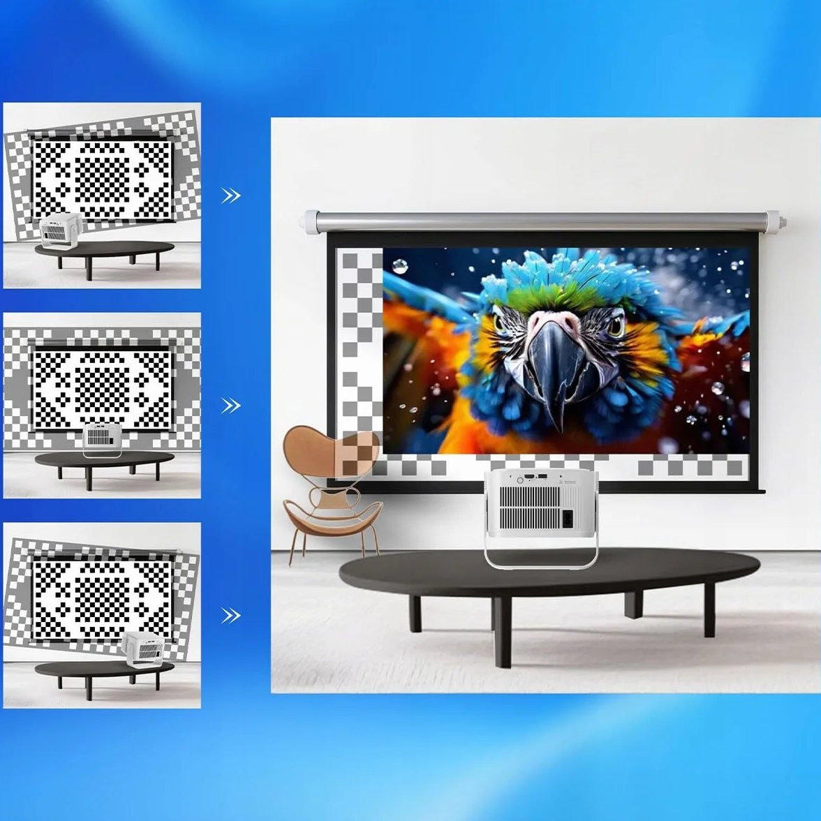 CIRON HY350 MAX GTV Przenośny Projektor Rzutnik Multimedialny do Oglądania Filmów w Domu Pracy Google TV WiFi Bluetooth Obrót o 180 stopni 500 ANSI Full HD 1080p 8K HDR10+ Korekcja Trapezowa