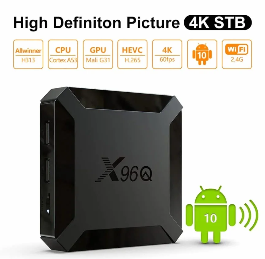 X96Q 2GB RAM16 GB ROM Box Android TV Box Media Player Wysoka jakość (Android 9.0) z pilotem i kablem HDMI, odtwarzacz multimedialny 4K chromecast TV Box