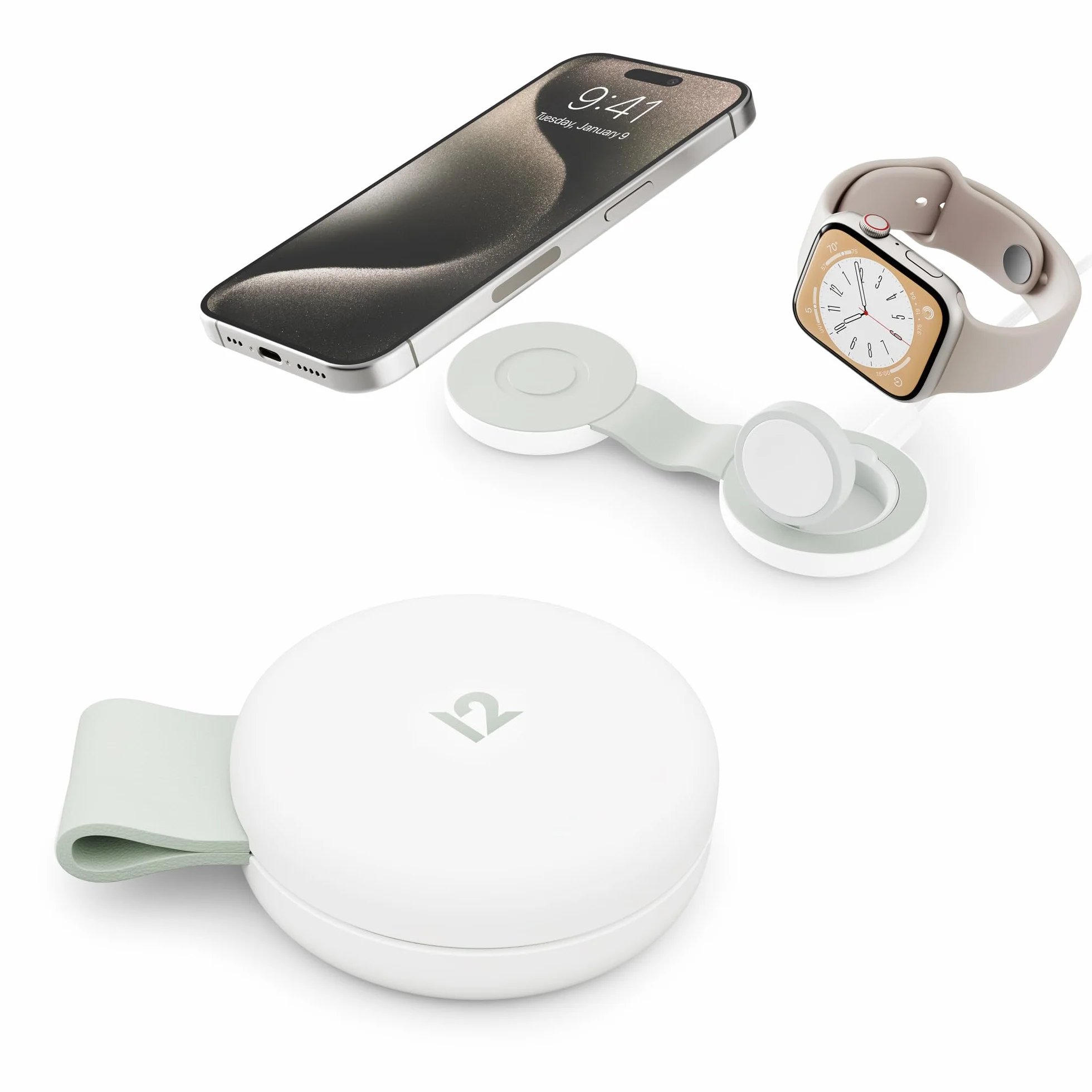 Twelve South Butterfly SE 2 w 1 Qi2 ładowarka podróżna do iPhone'a, Airpods i Apple Watch, biała