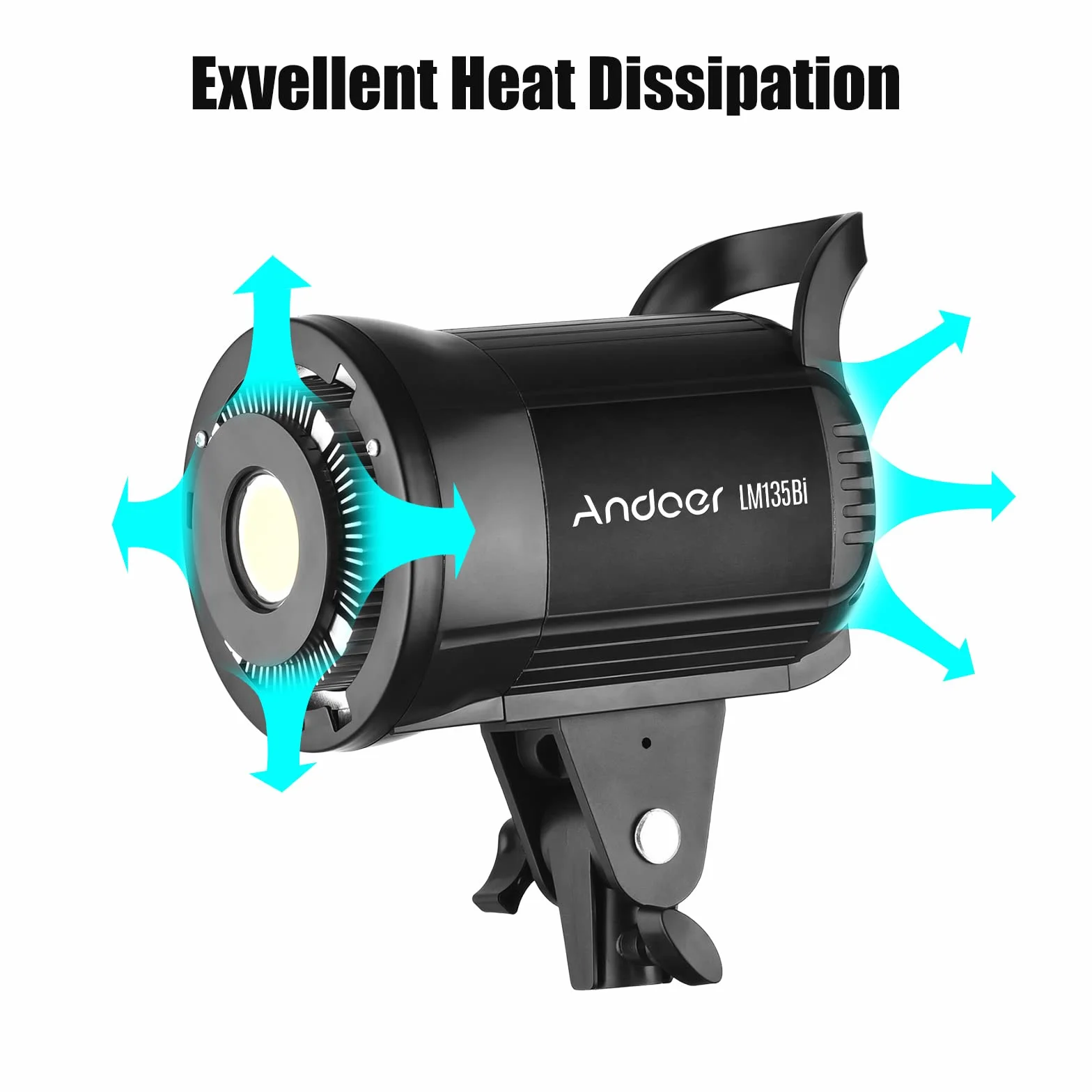 Andoer LM60Bi studyjna lampa błyskowa Studio Flash Strobe Blitz Light 135 W, lampa studyjna 3000 K-5600 K, przyciemniane światło ciągłe z uchwytem Bowens i pilotem zdalnego sterowania