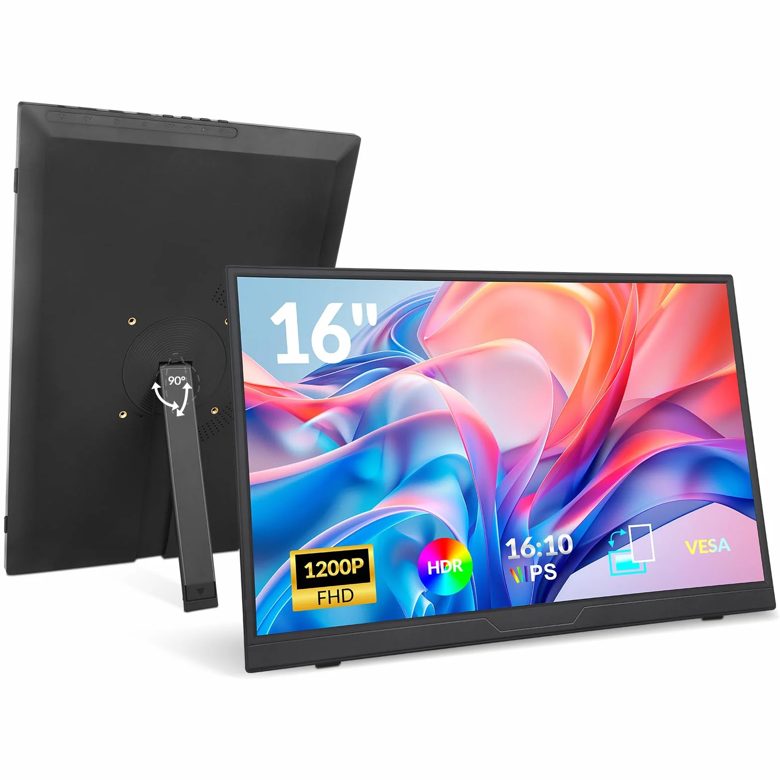 Rii Przenośny monitor 40.6 cm, 1920 x 1200 IPS drugi przedłużacz monitora z portem USB-C Mini HDMI, kompatybilny z PC/laptopem/Mac/Phone/Switch/Xbox/PS4/5