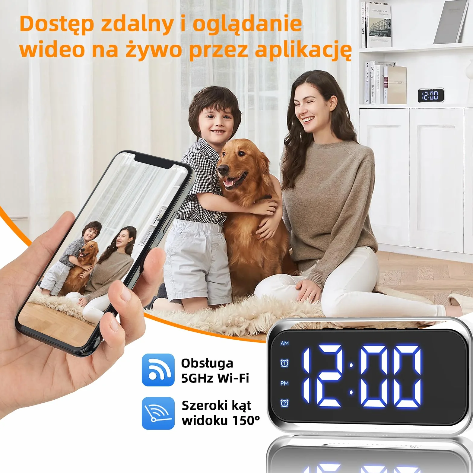 Mini kamera szpiegowska 4K Wi-Fi z czujnikiem ruchu, 150° szerokokątny obiektyw, do monitoringu niani i bezpieczeństwa domu