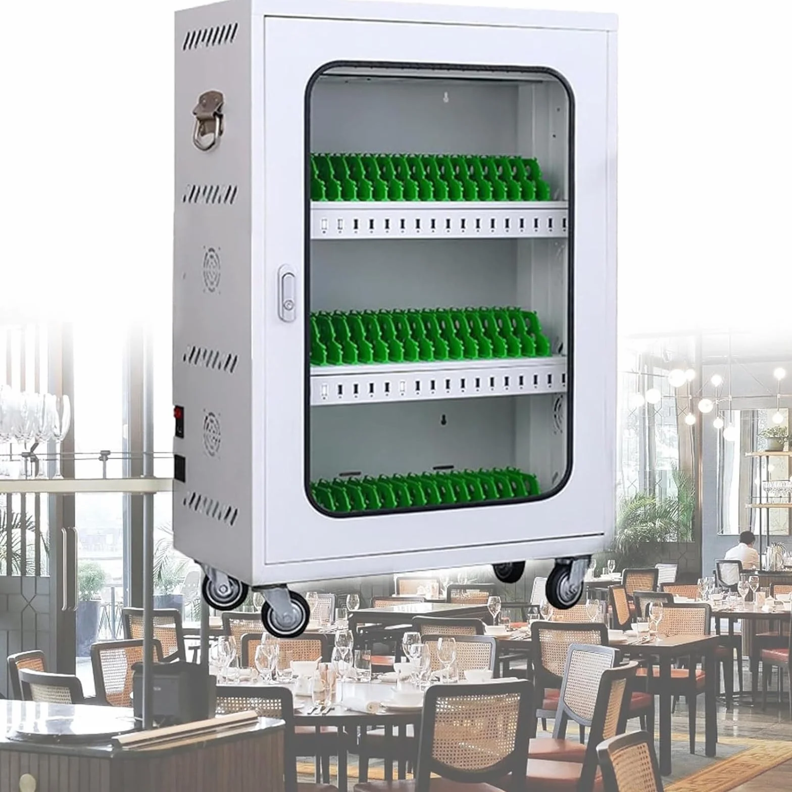 Stacja ładująca USB do wielu telefonów, bezpieczna szafka ładująca do urządzeń mobilnych, idealna do przestrzeni publicznych i biur, pojemność 60 urządzeń, szybkie ładowanie