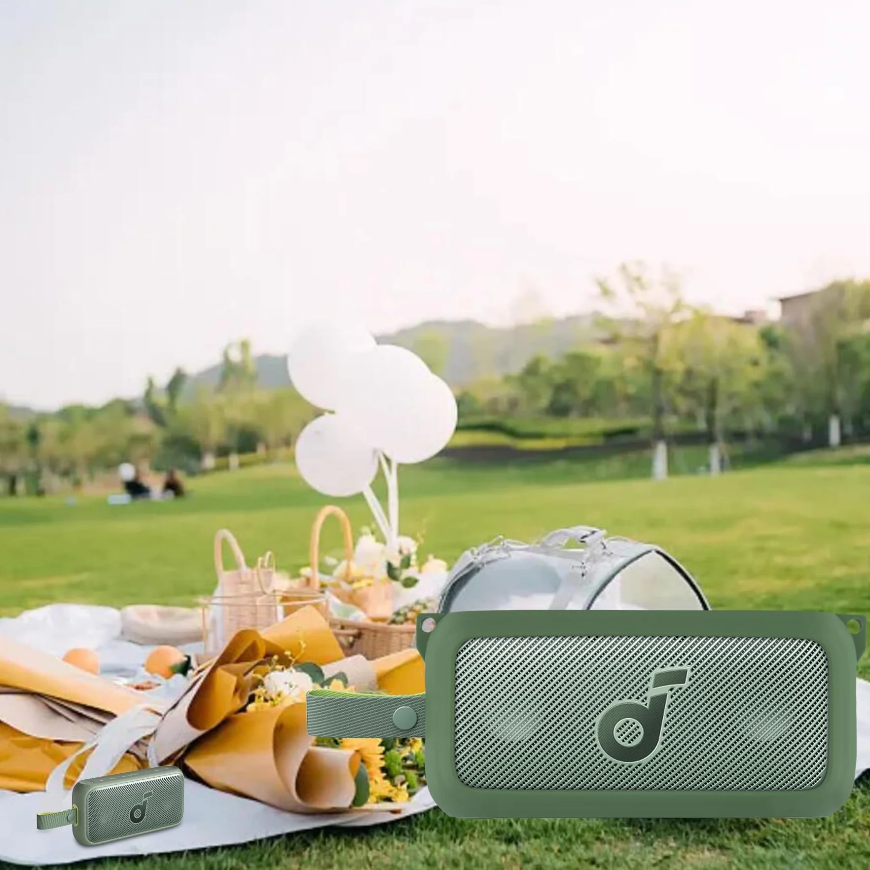 co2CREA Silikonowe etui z paskiem na ramię do głośnika Soundcore Motion 300 Hi-Res Bluetooth, bez głośnika