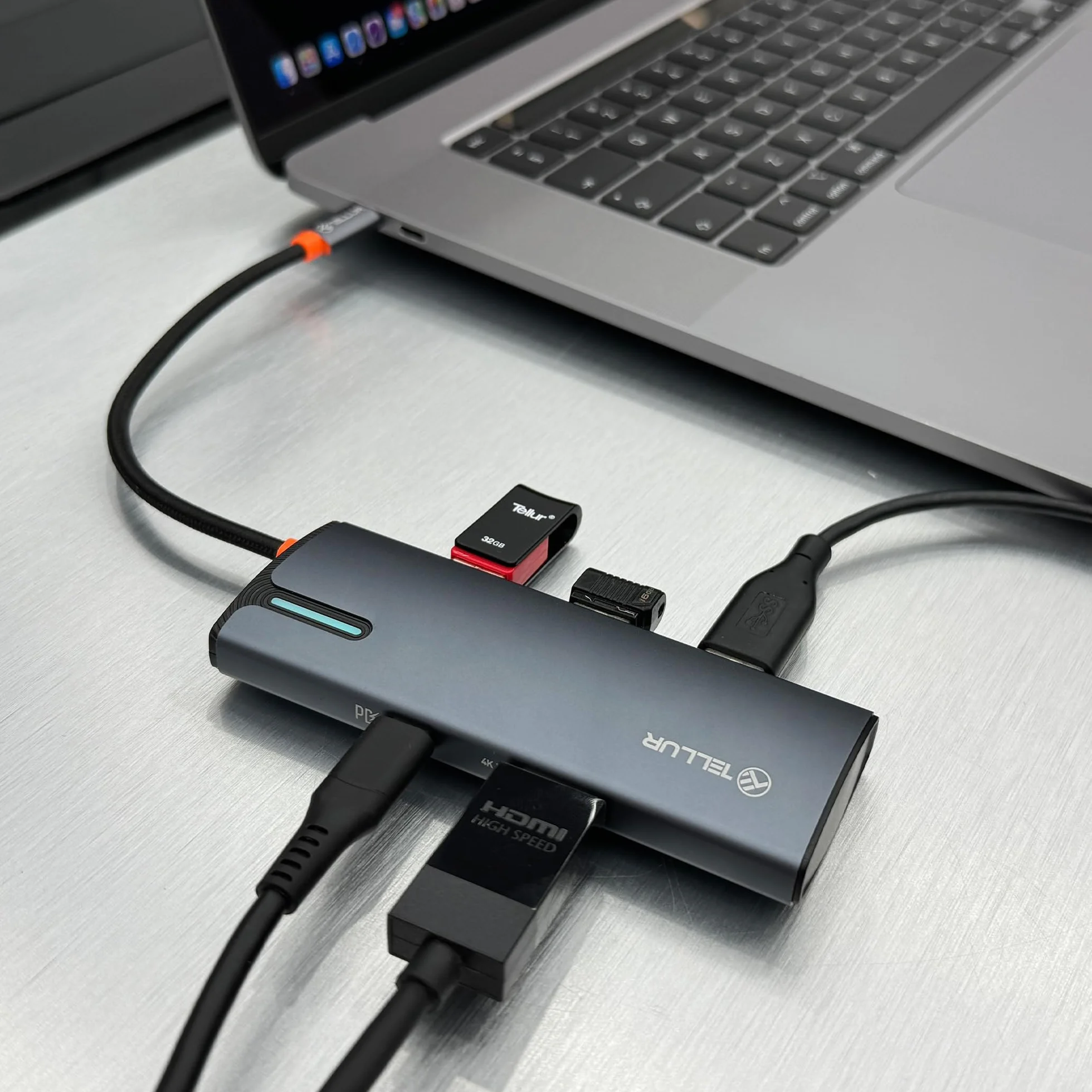 Tellur Hub USB-C, PD 3.0 100 W, HDMI, 3X USB 3.0