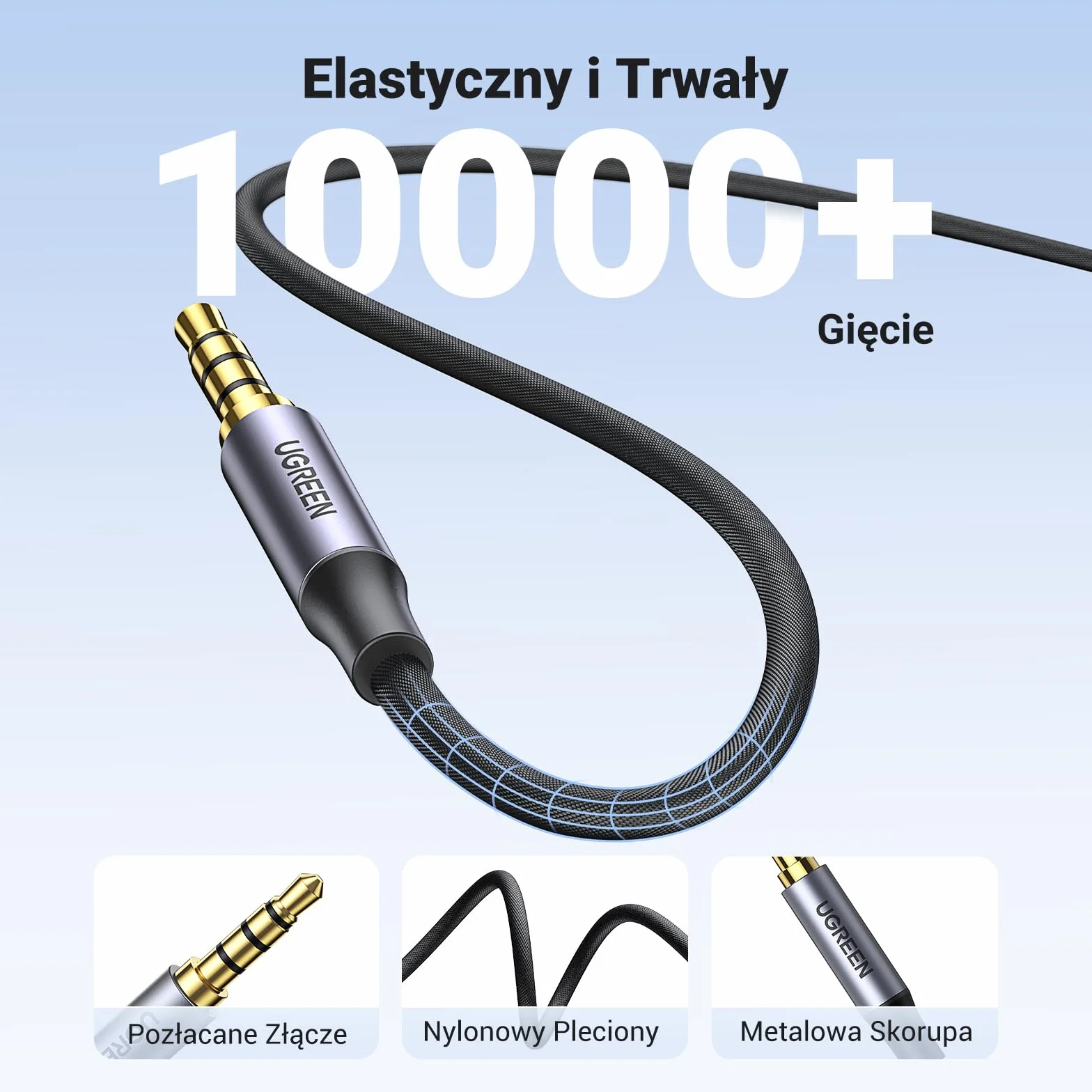 UGREEN 4-Biegunowy Kabel Audio 3,5 mm Męski na Męski (2M)