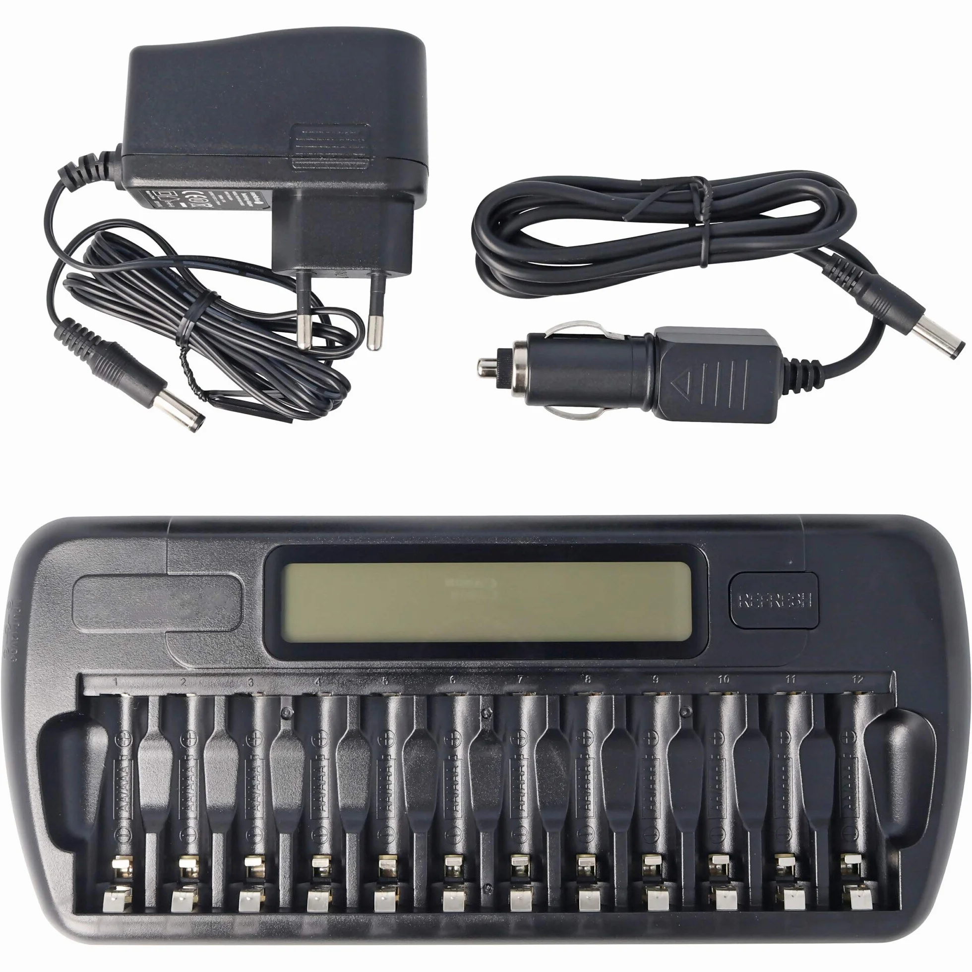 everActive NC-1200 sterowana mikroprocesorem ładowarka NIMH z wyświetlaczem LCD do 1-12 baterii AA/AAA