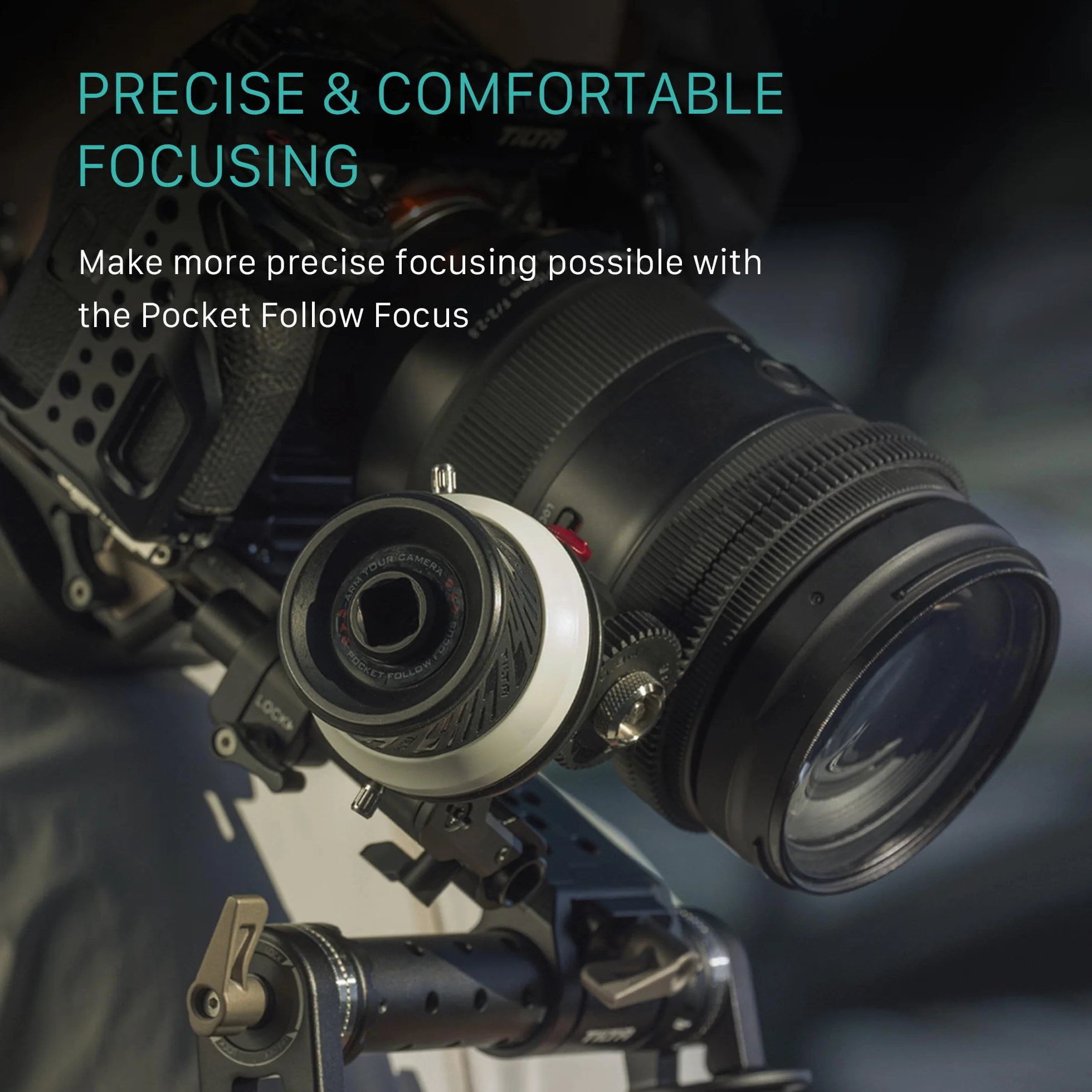 Tilta Pocket Follow Focus, precyzyjny pierścień ostrości z ogranicznikami A/B, system tłumienia płynów, uchwyt na pręt i pręt 15 mm, pasuje do większości aparatów i obiektywów, lekka, wygodna i