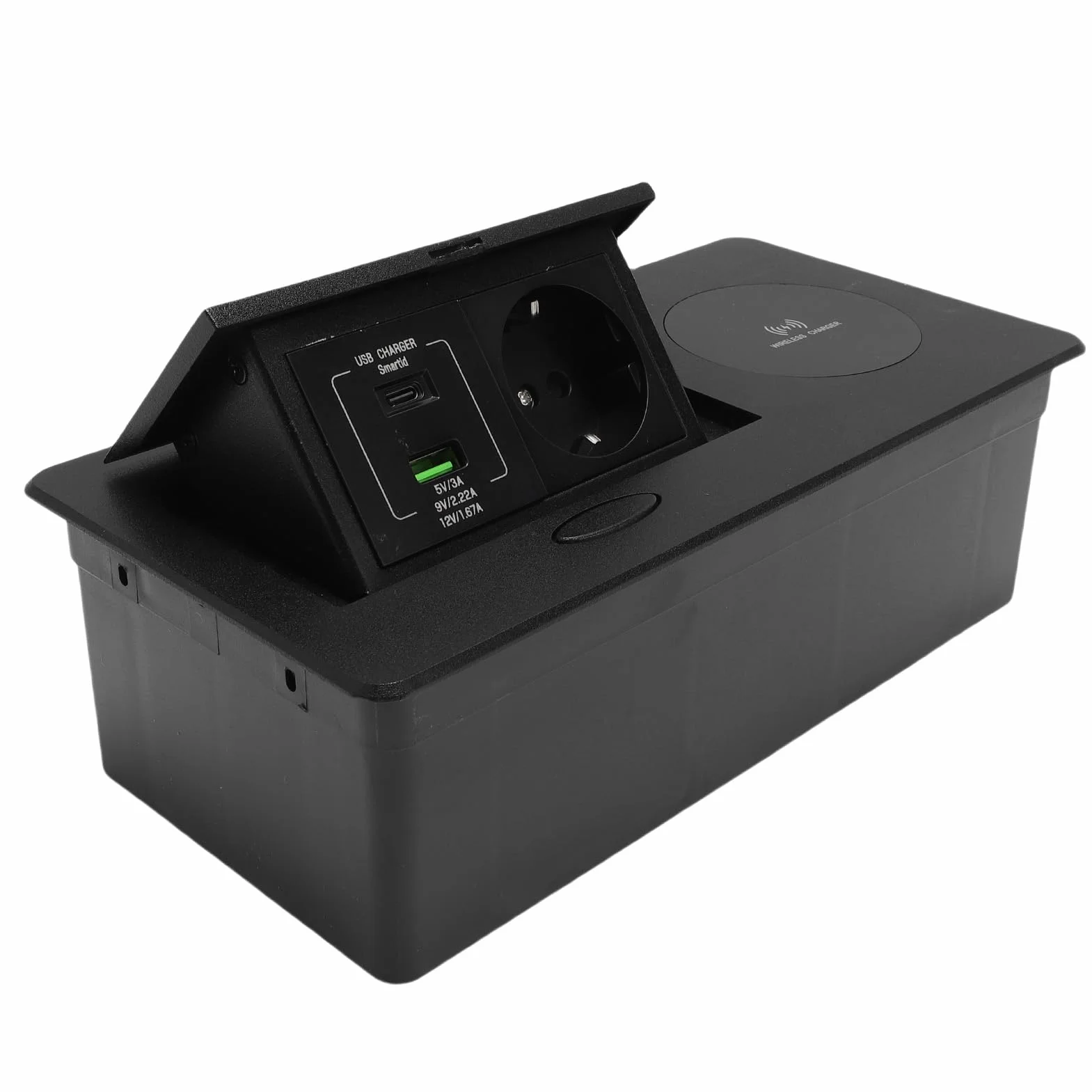 Wyskakujące Gniazdko Elektryczne 16A 4000W Gniazdo z 20W Portami USB A C Bezprzewodowa ładowarka 15W do Handlowego Home Office