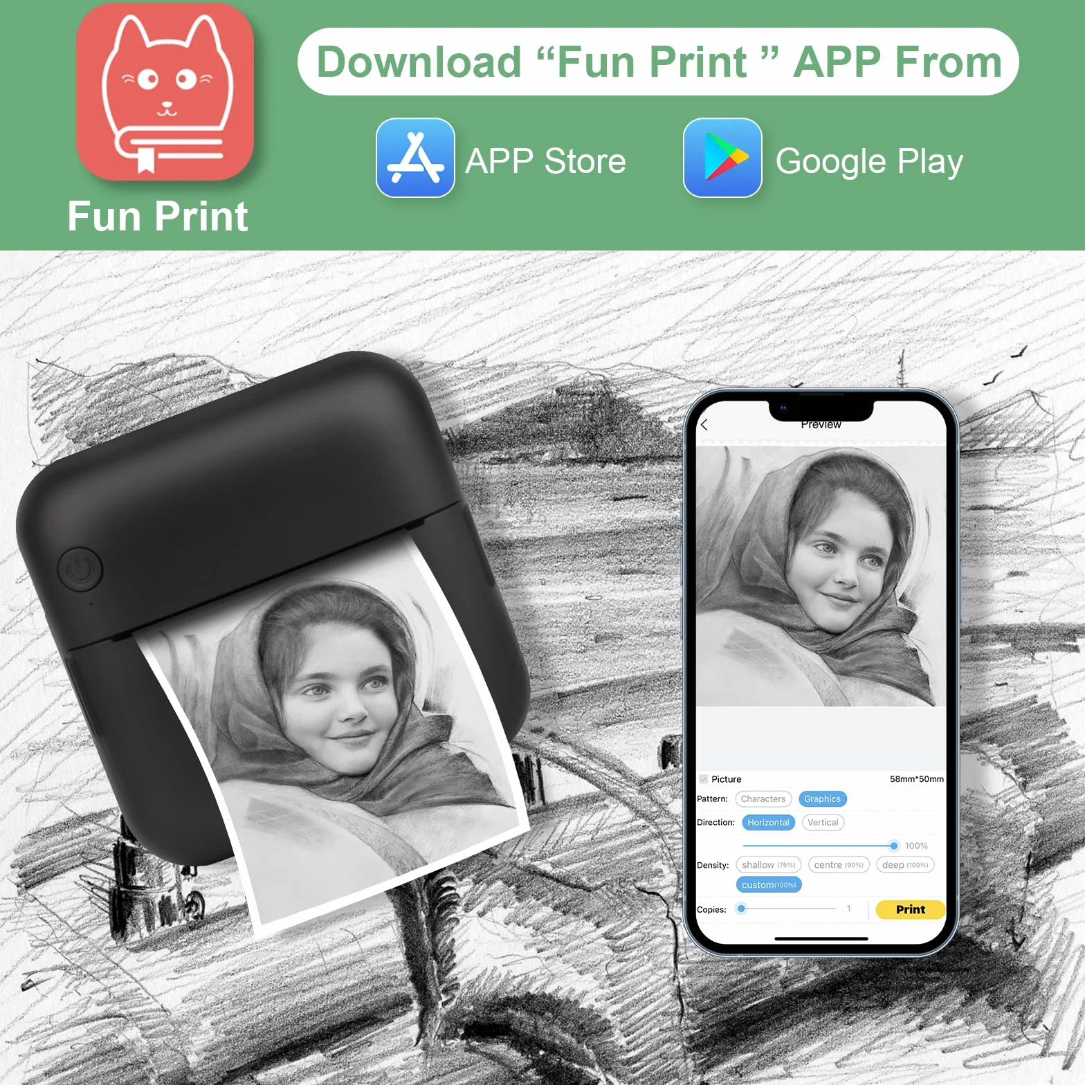 GuKKK Przenośna drukarka fotograficzna, mini bezprzewodowa drukarka fotograficzna, bezprzewodowa drukarka termiczna BT, drukarka do zdjęć, lista etykiet, do zdjęć, odbiór, notatki