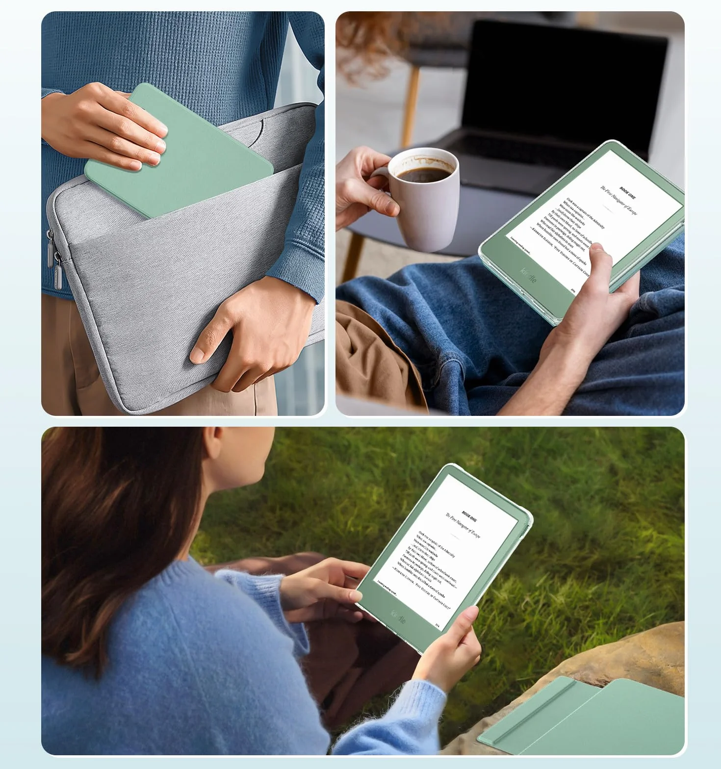 MoKo Odłączane magnetyczne etui do zupełnie nowego Kindle (wydanie 11. generacji-2024/2022) 15 cm, ultra przezroczyste tylne etui odporne na zarysowania światło i powłoka z automatycznym budzeniem/uśpieniem, zieleń agawy