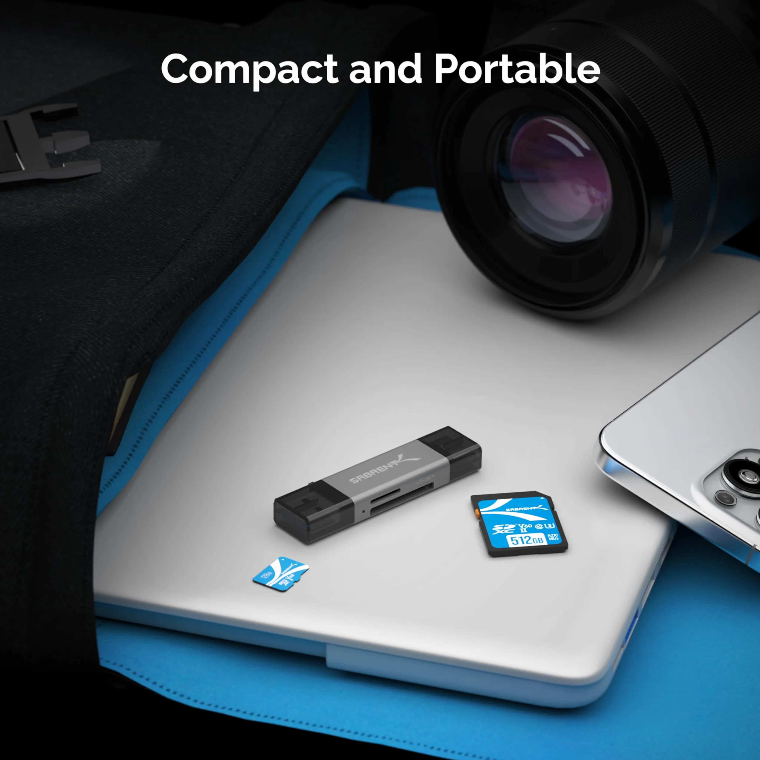 SABRENT SD, czytnik kart micro SD, adapter USB C+A, USB 3.2 Gen 1 do SD czytnik kart pamięci OTG do SDXC, SDHC, SD, MMC, RS-MMC, obsługa MacBooka, telefonów z systemem Android itp. (CR-BCA2)