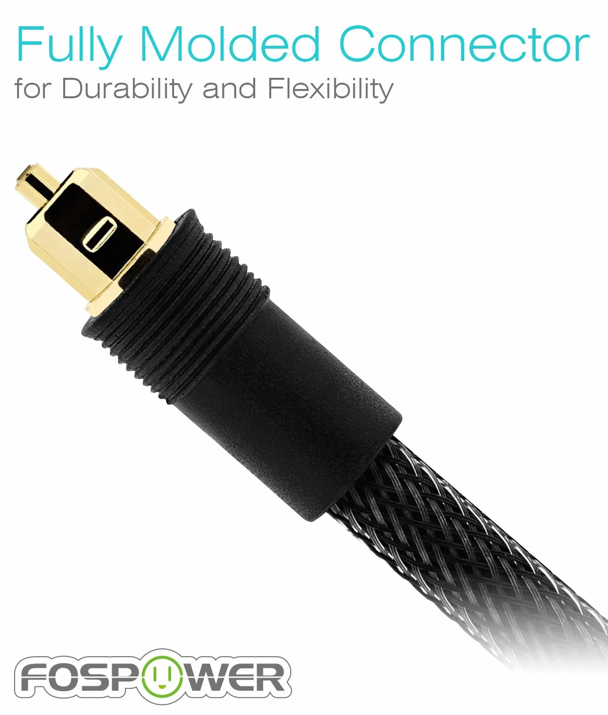 FosPower Toslink Kabel (1,8 m), optyczny cyfrowy kabel audio Toslink (S/PDIF) - pozłacany 24-karatowym złotem, pleciona kurtka nylonowa, metalowe złącza