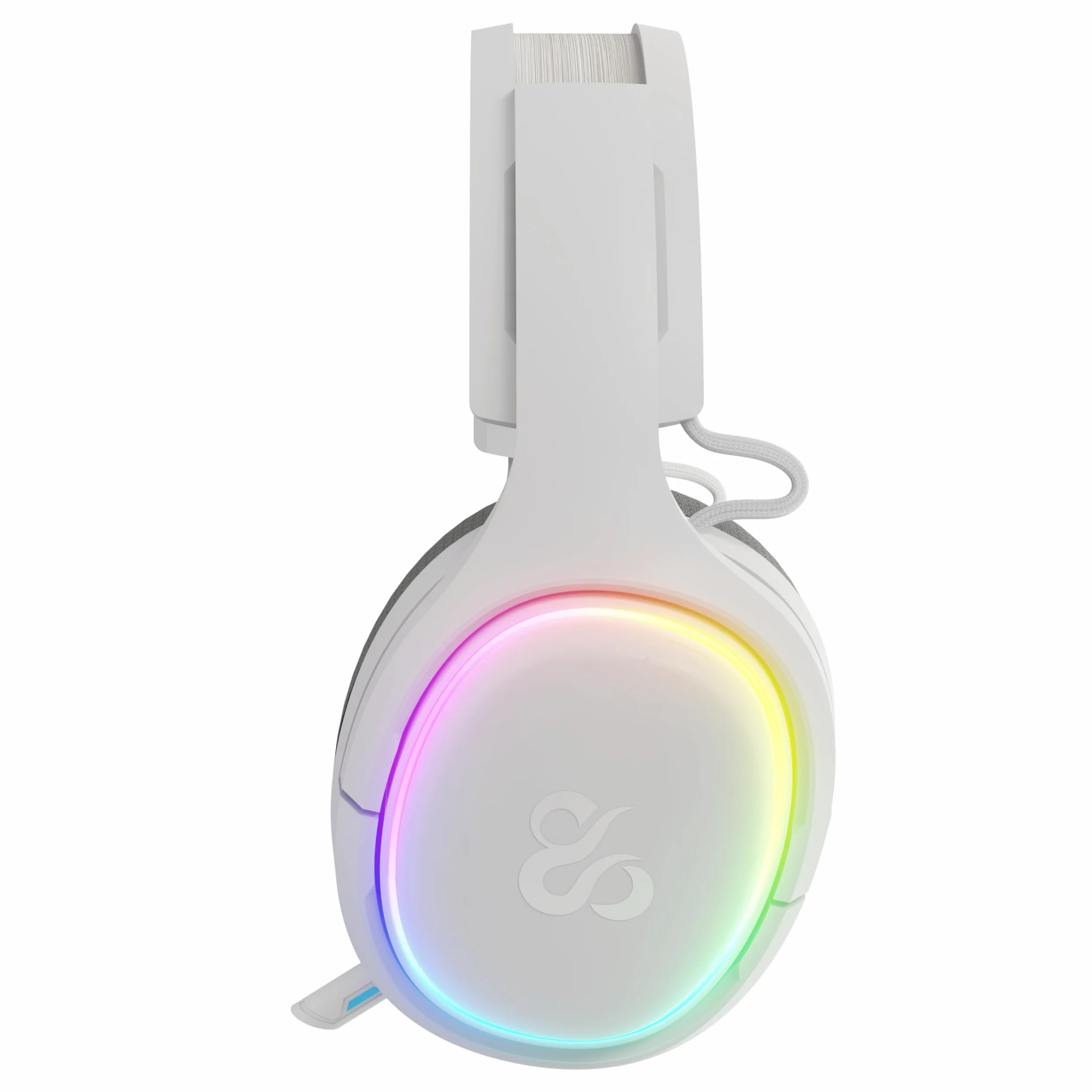 NEWSKILL Aton V2 Bezprzewodowe słuchawki do gier 2.4G, Bluetooth 5.0 i kabel typu C, chowany mikrofon, dźwięk przestrzenny, RGB, kompatybilne z PC, PS5, przełącznikiem i telefonem komórkowym (biały)