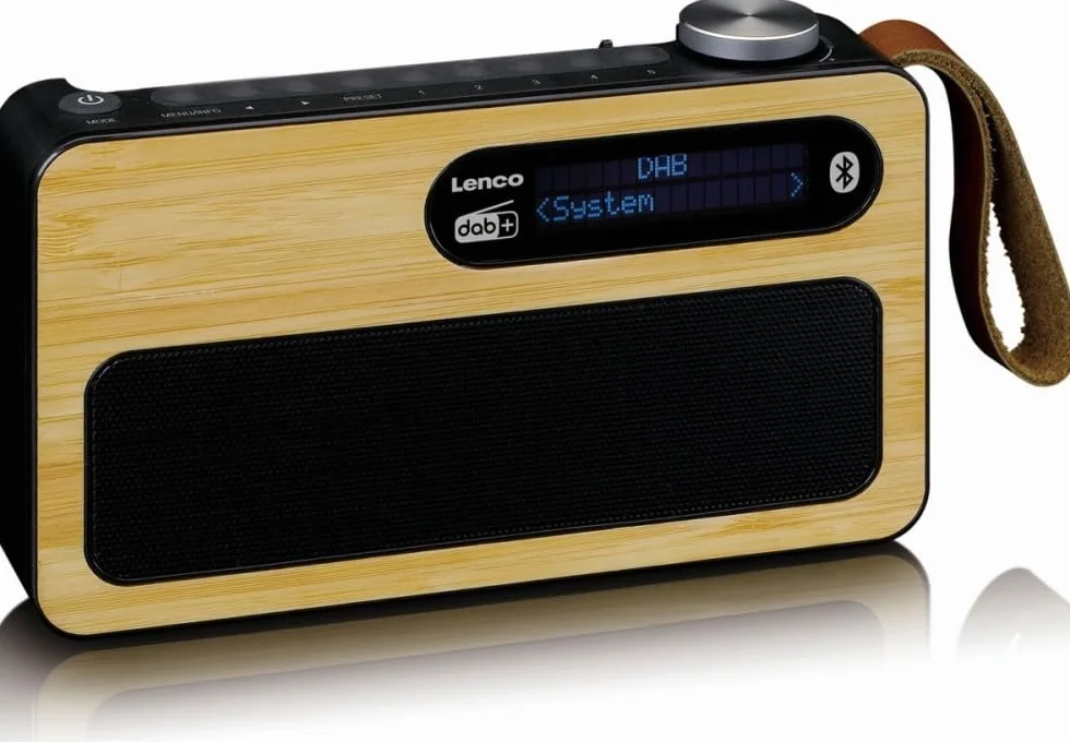 Lenco PDR-040 - przenośne radio DAB+ – radio FM – z Bluetooth – wbudowany akumulator o pojemności 2000 mAh – 3 W RMS – zegar i funkcja budzika – z prawdziwego bambusa – kolor czarny