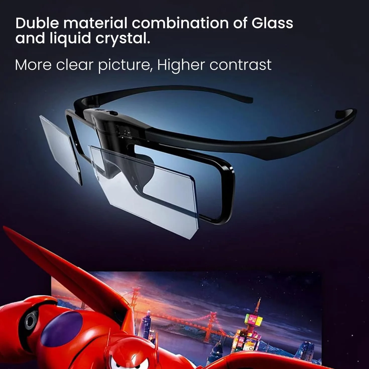 JMGO Aktywe migawkowe okulary 3D z możliwością ponownego ładowania – kompatybilne tylko z projektorami JMGO DLP-Link 3D i telewizorami laserowymi, modny design, waga tylko 26 g, czas pracy 40 godzin