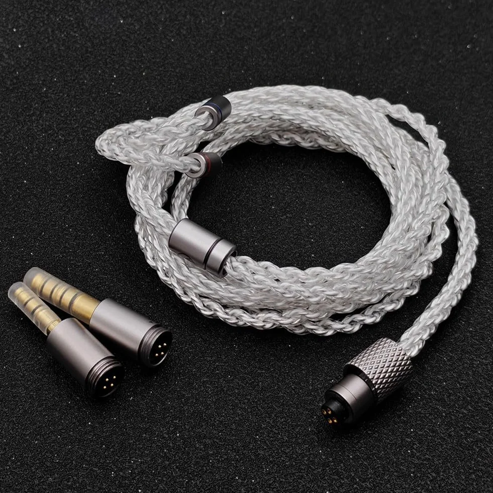 Kabel słuchawkowy 3 w 1 typu C do 3,5 mm i 4,4 mm, posrebrzany, miedziany, audiofilski, ulepszony do wzmacniacza 1,2 m (3 w 1)