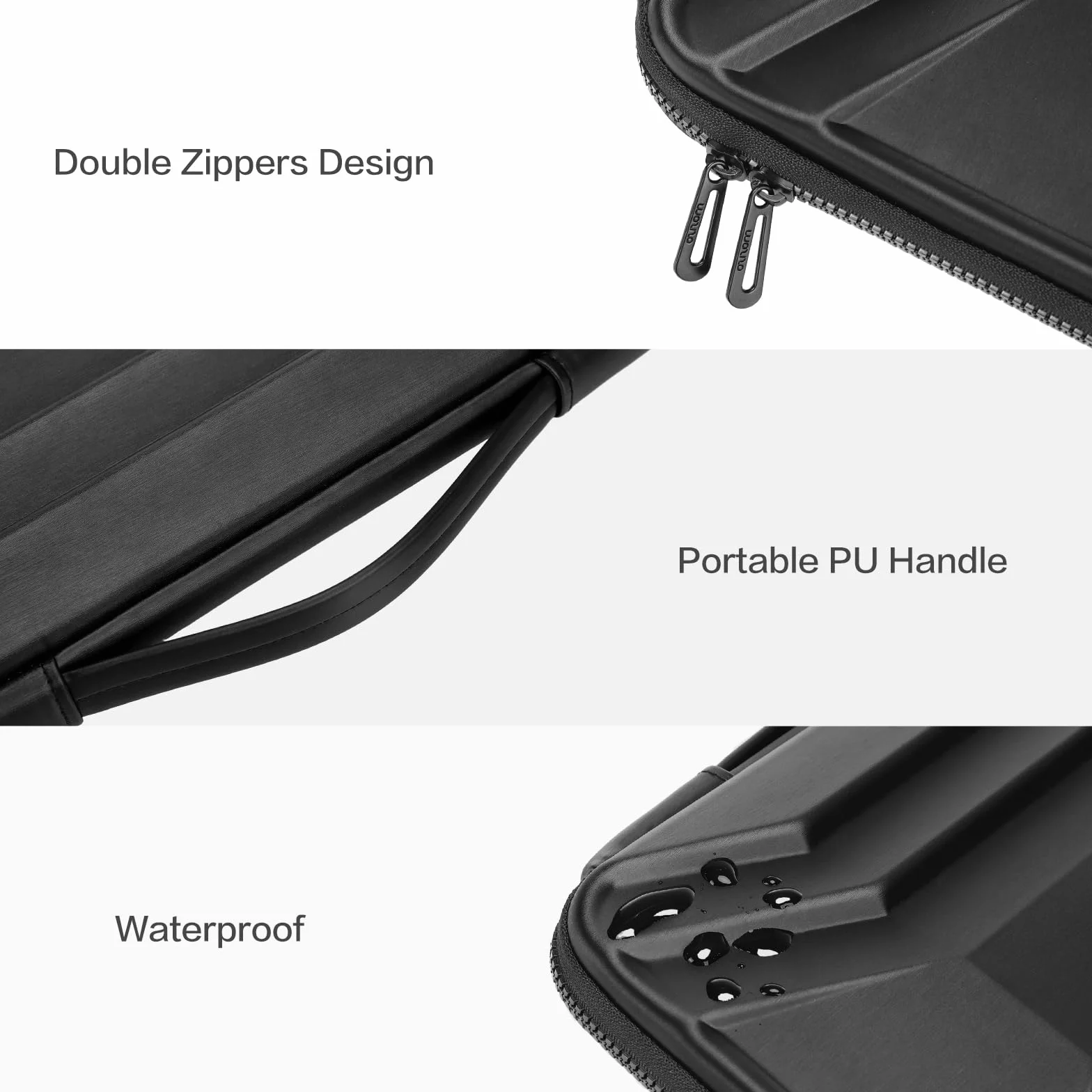 MOSISO Twarda obudowa na laptopa 33-35.6 cm, wodoodporna, odporna na wstrząsy torba, czarna | Pokrowiec na laptopa 33.8 cm, kompatybilny z MacBook HP Dell, symetryczny trapezowy komputer EVA, twarda obudowa z uchwytem