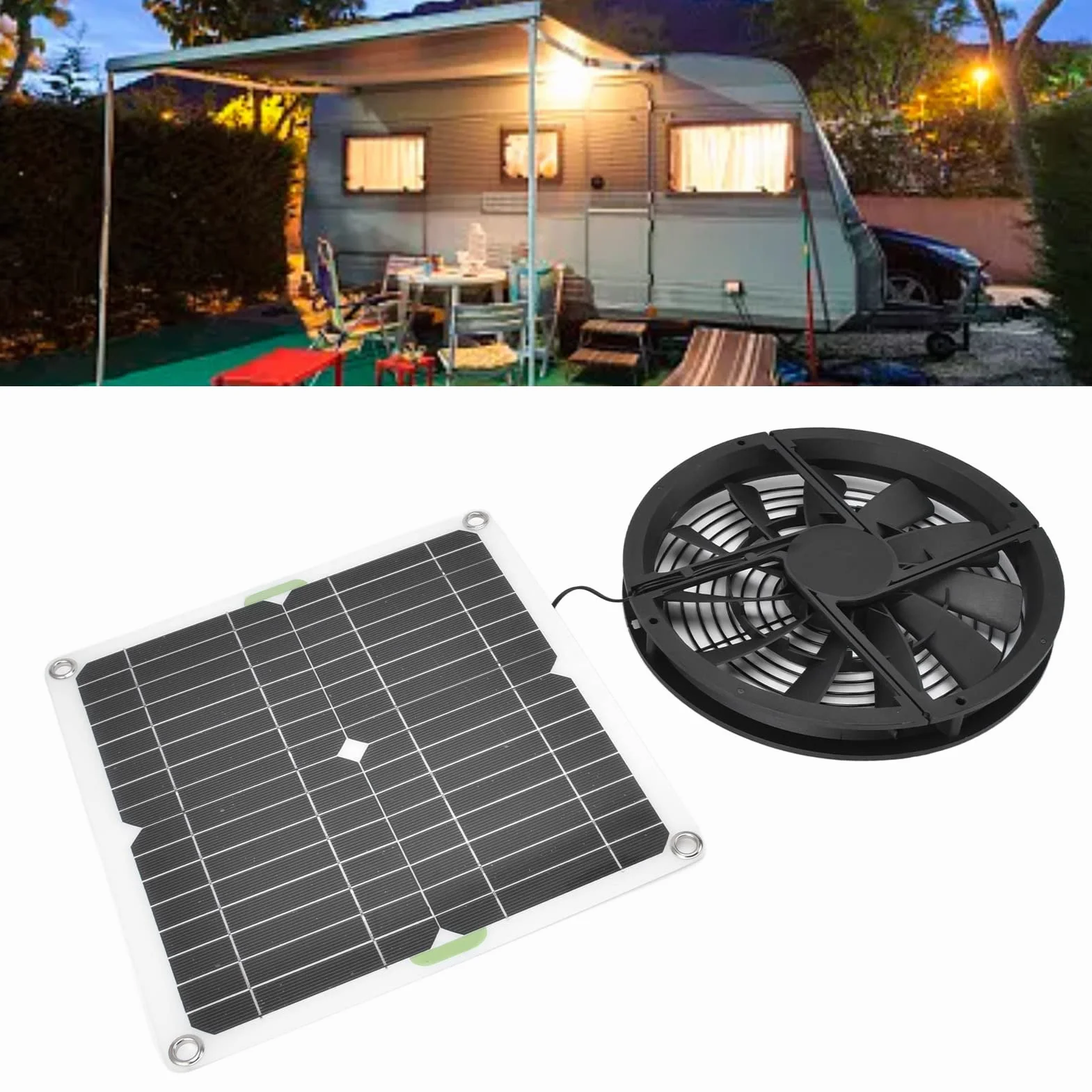 Wentylator wydechowy z energią słoneczną, wentylator zasilany energią słoneczną 100 W, zestaw paneli słonecznych, wentylator szklarniowy, wentylator solarny do domu, szklarni, chłodzenia domku dla