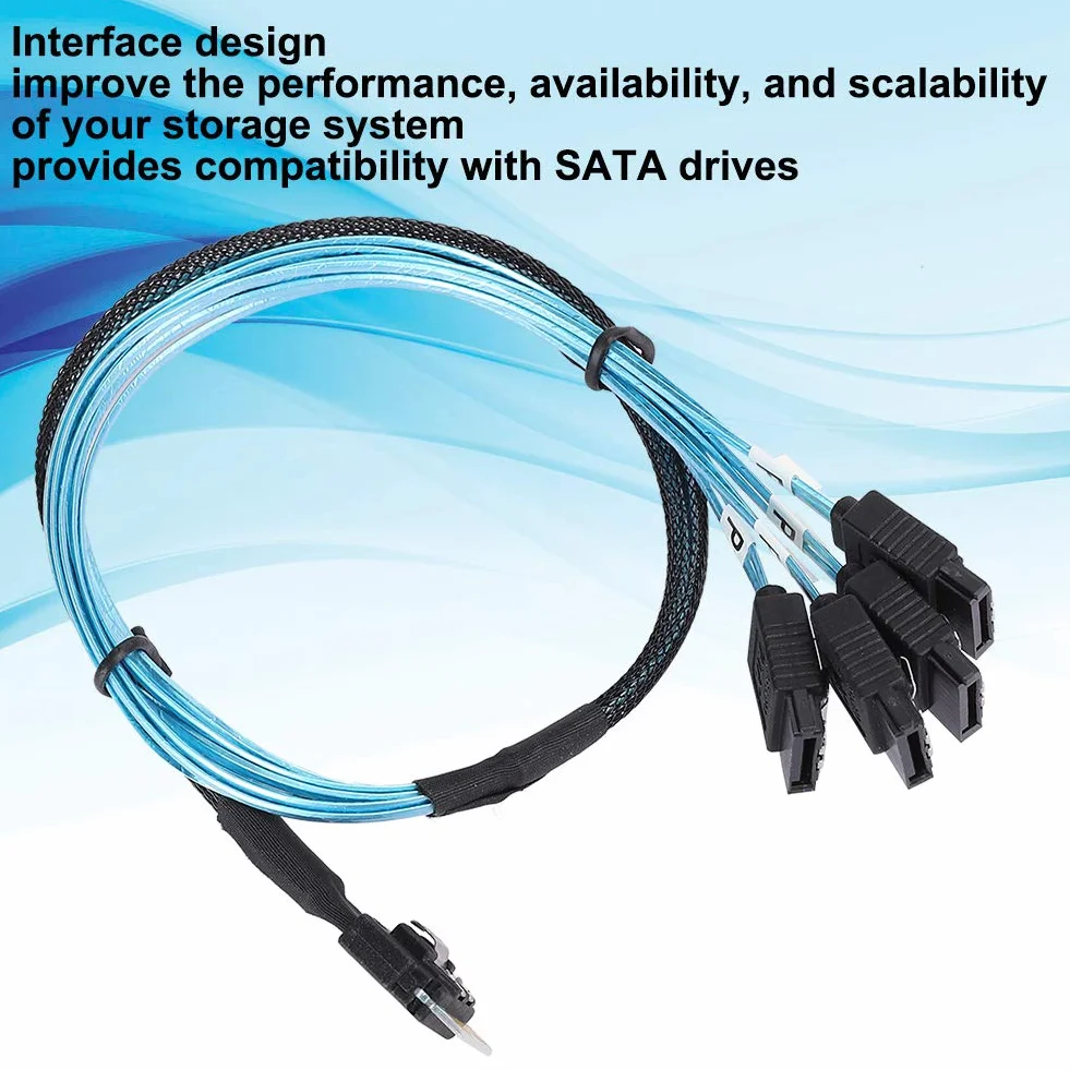 Kabel Mini SAS 38p 12Gb/s SFF-8654 do 4 x SATA, wewnętrzny do serwera