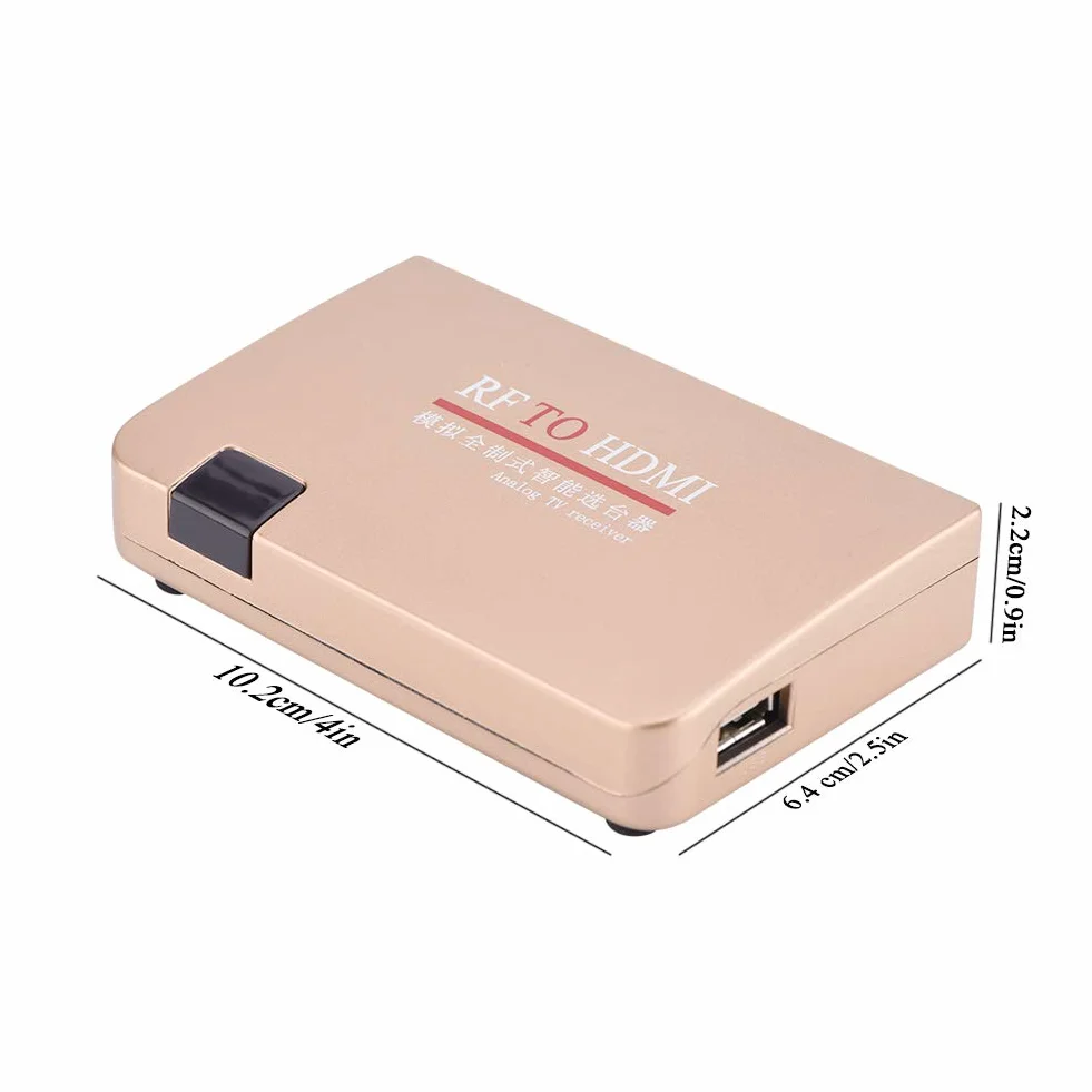 Konwerter RF na HDMI, Stabilny Adapter Modulatora RF HDMI, Konwerter Wszystkich Standardowych Analogowych Odbiorników TV z Pilotem, do Projektorów, Nauczanie Multimedialne(Wtyczka UE)