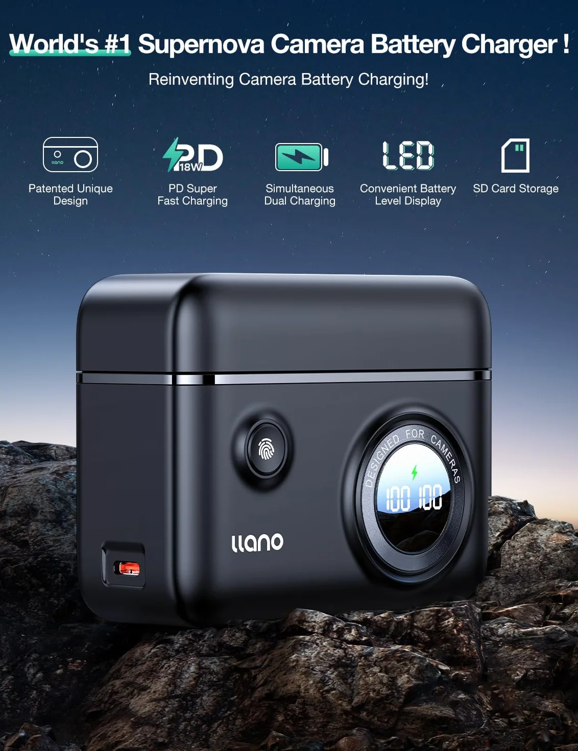 Canon LP-E6NH/P, szybka ładowarka 18W, kompatybilna z EOS R5/R6 Mark II, 5D/6D/7D Mark II/III/IV, 5Ds, 60D, 70D, 80D, 90D, Smart Digital Display, magnetyczna osłona