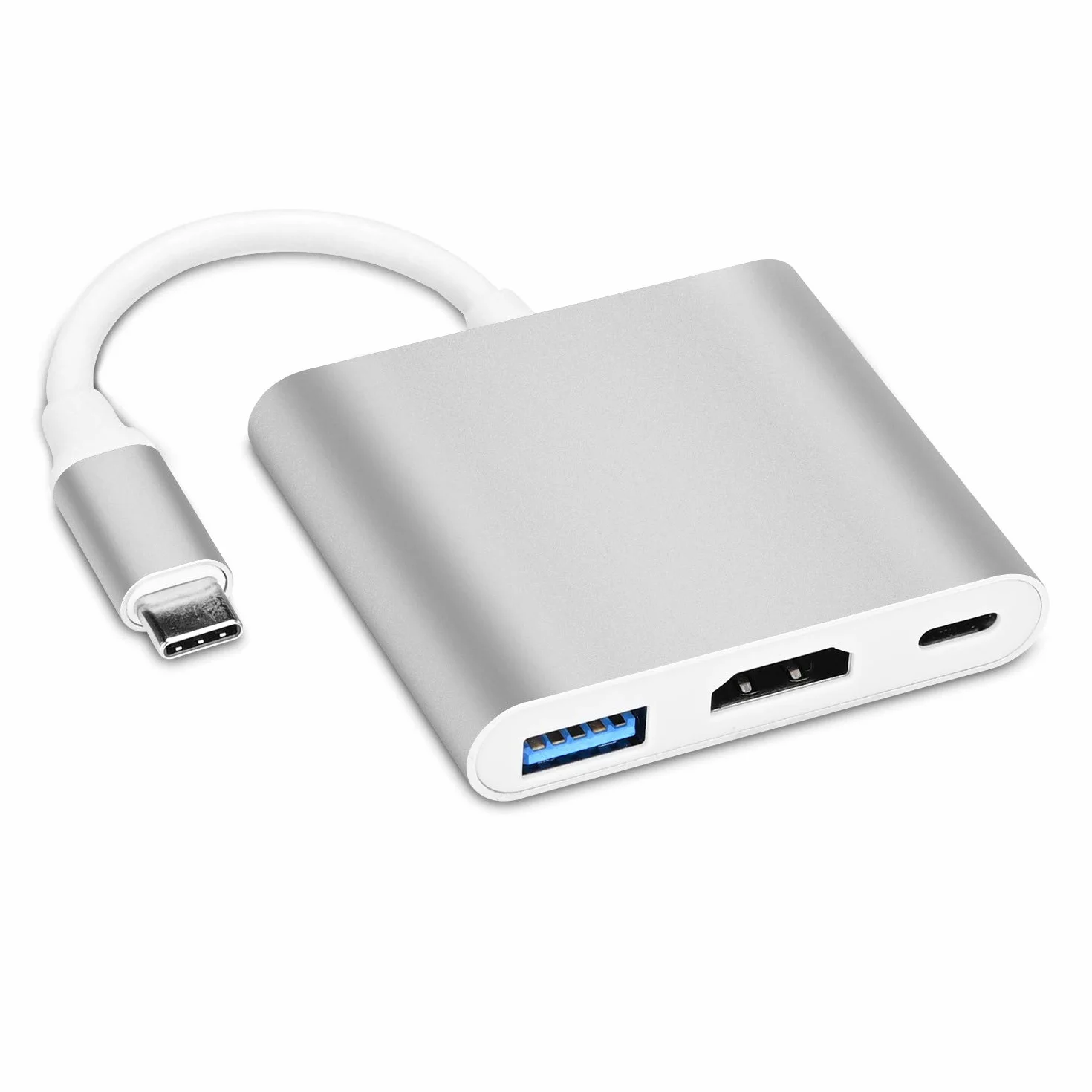 Adapter USB-C na HDMI Samsung Galaxy S8/S9 MacBook Air iPad Pro 2020 Dell XPS 13/15 srebrny