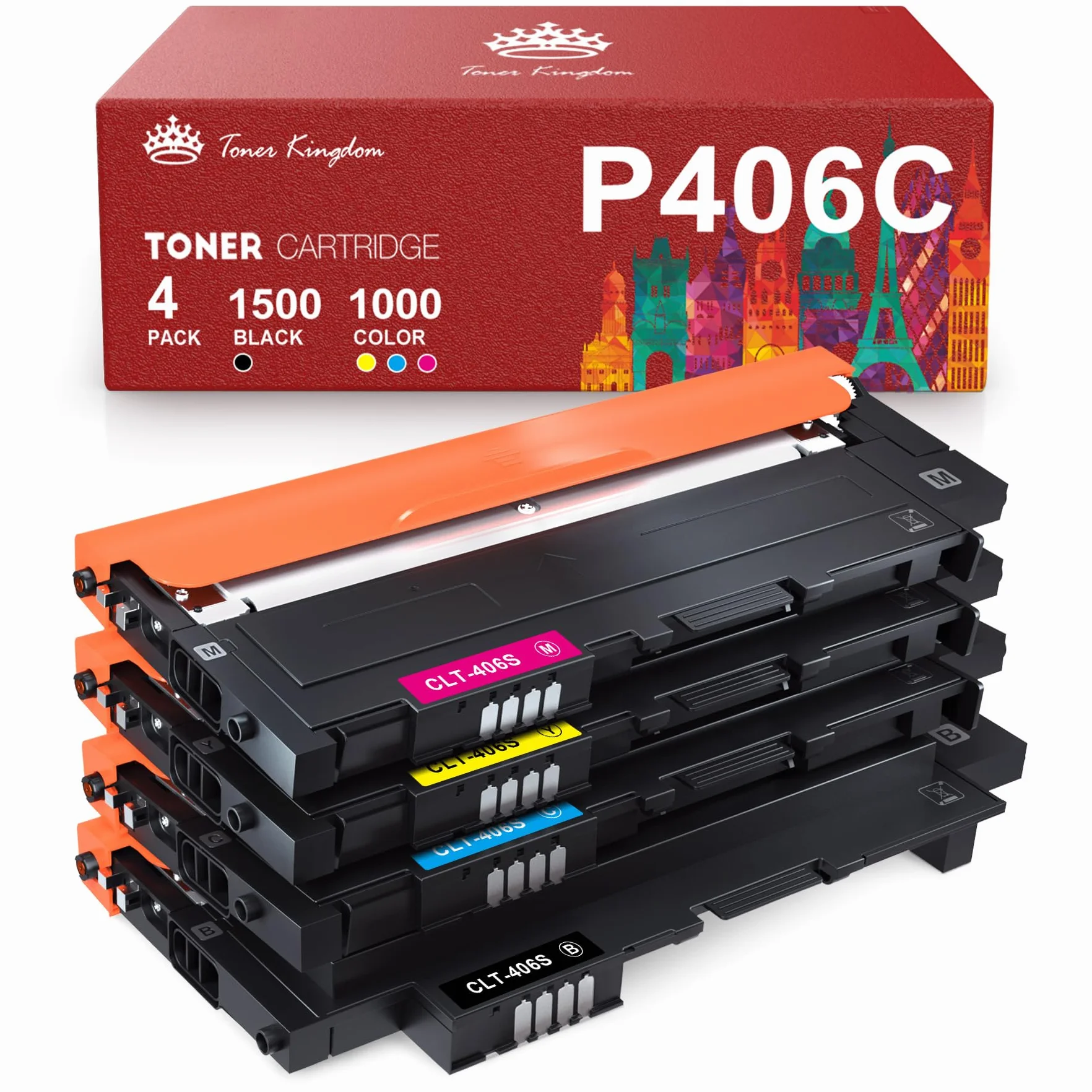 Toner Kingdom Zamiennik kompatybilny z Samsung CLT-406S CLT-P406C CLT-K406S toner do Samsung Xpress SL C410W C460FW C460W C463W CLP-360 360N CLP-365 365W CLX-3300 CLX-3305 CLX-3333 05W